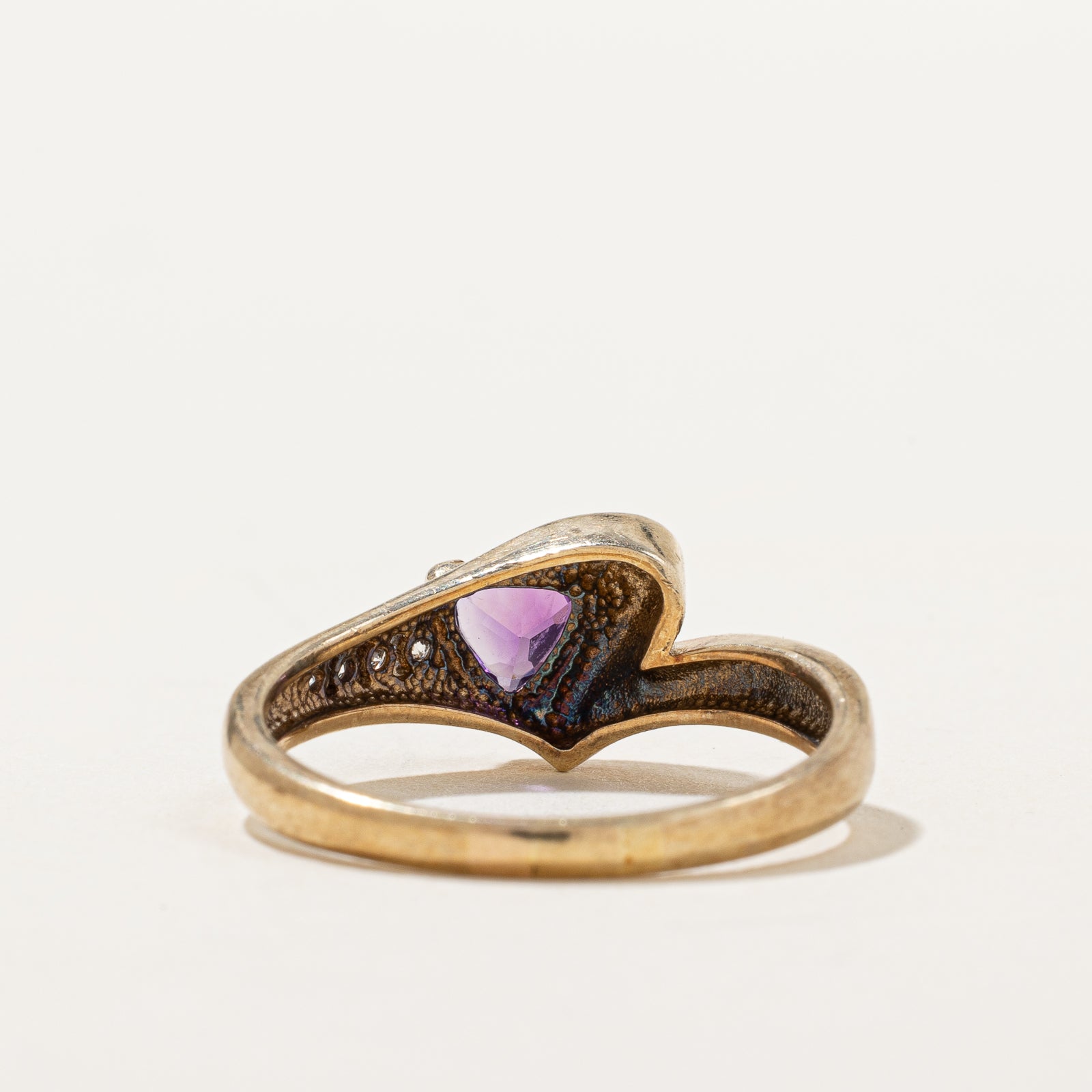 Trilliant Cut Amethyst & Diamond Ring | 0.30ct, 0.05ctw | SZ 8.5 |