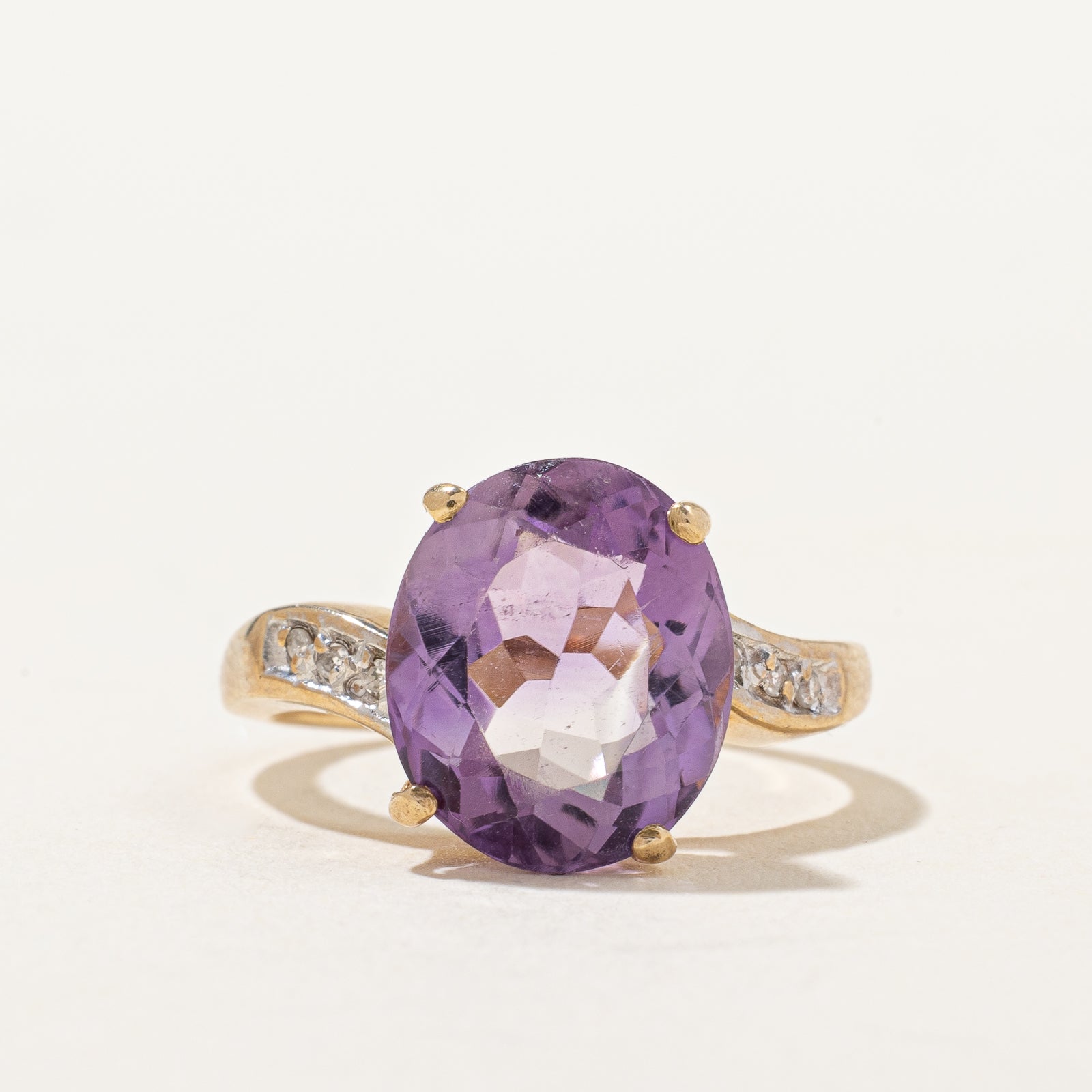 Amethyst & Diamond Bypass Ring | 4.00ct, 0.04ctw | SZ 6.75 |