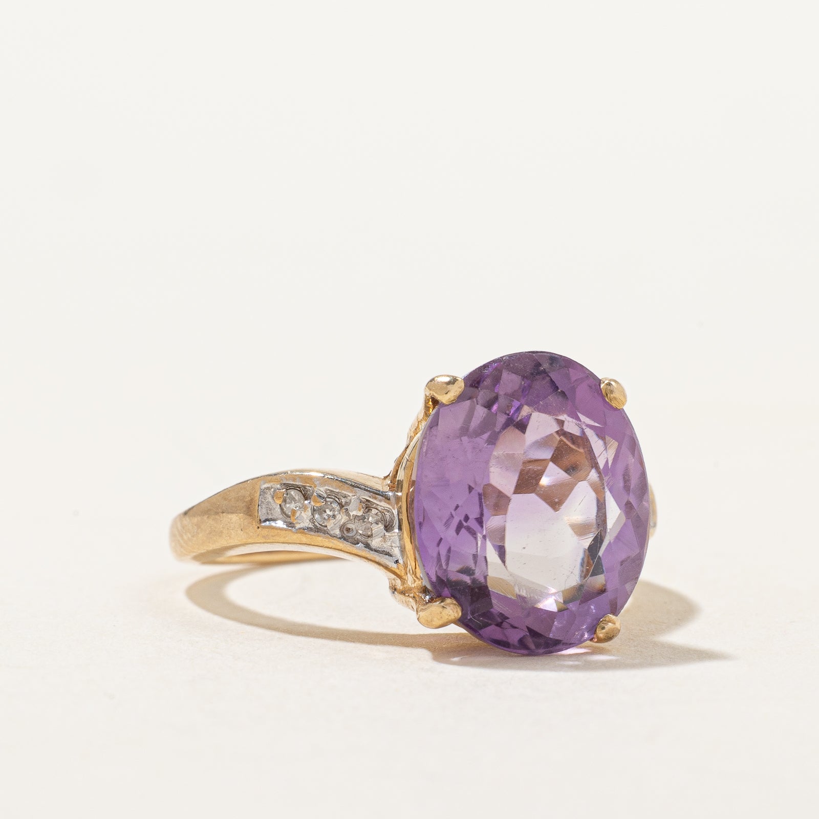 Amethyst & Diamond Bypass Ring | 4.00ct, 0.04ctw | SZ 6.75 |