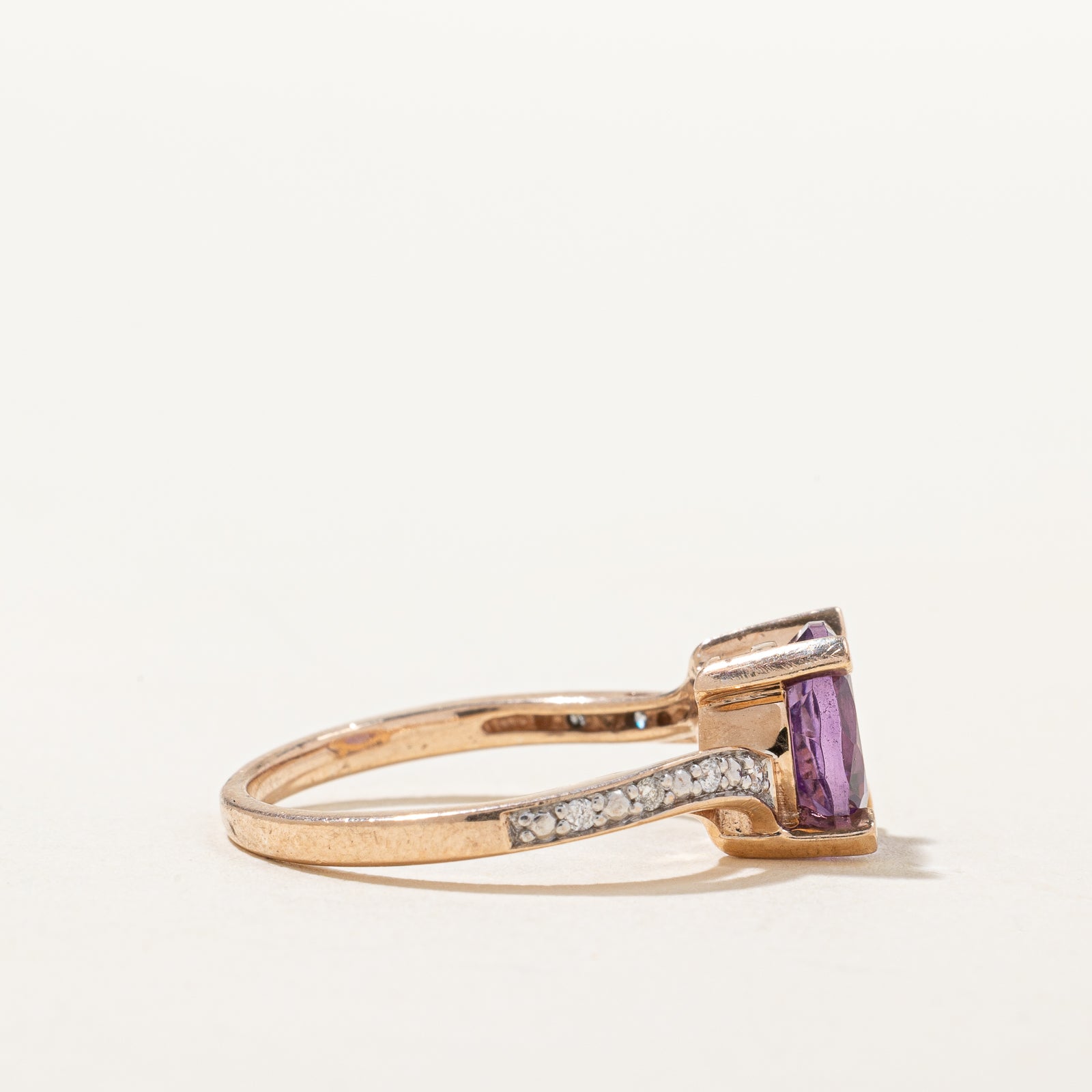 Round Amethyst & Diamond Bypass Ring | 1.60ct, 0.05ctw | SZ 6.75 |