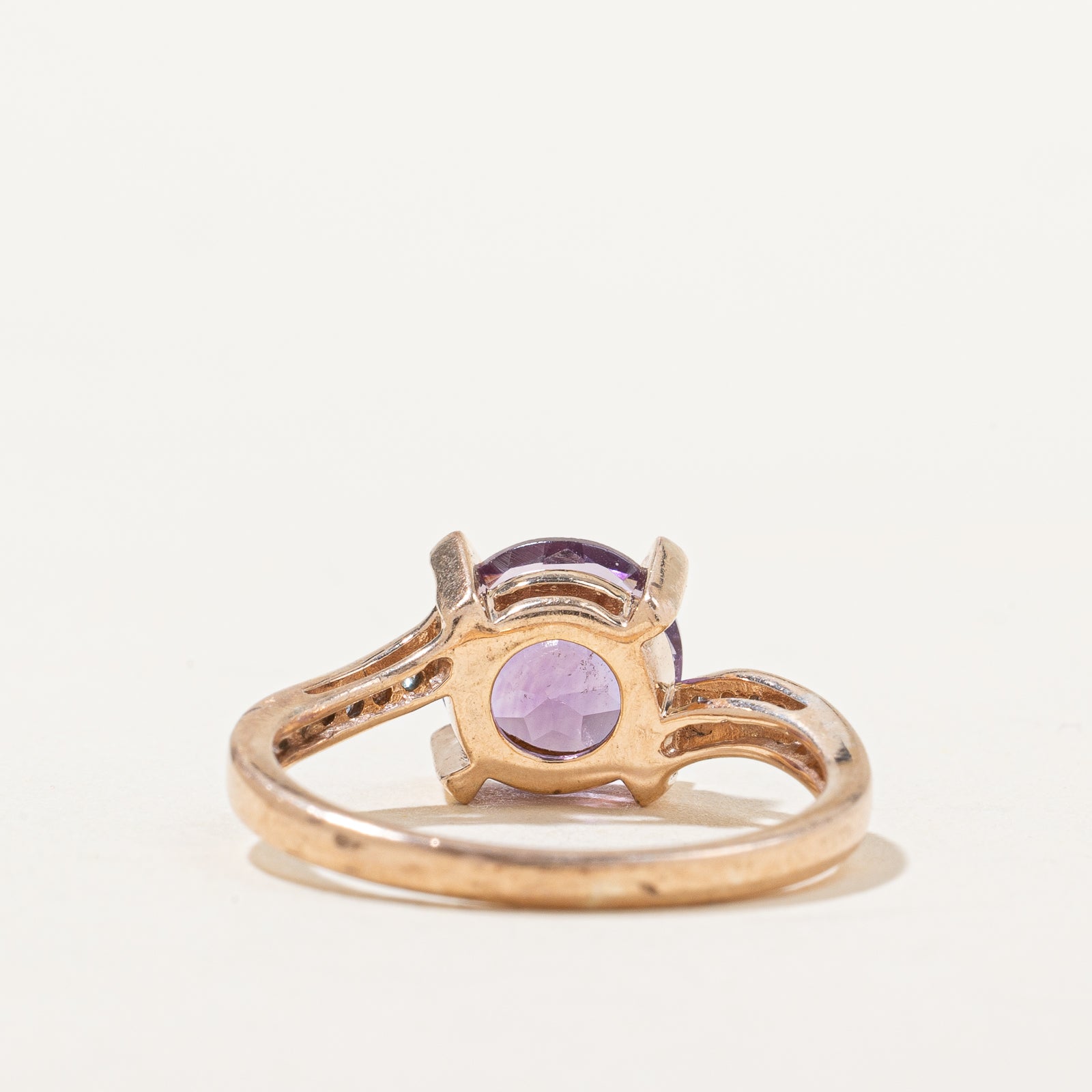 Round Amethyst & Diamond Bypass Ring | 1.60ct, 0.05ctw | SZ 6.75 |
