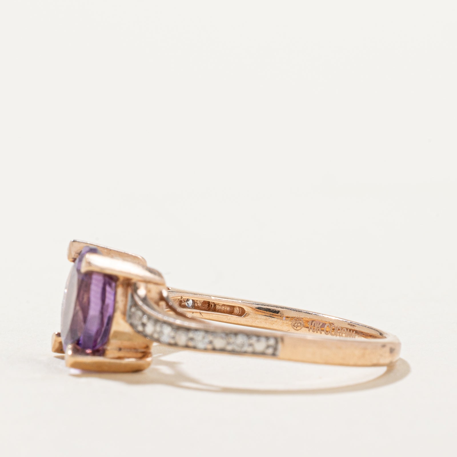 Round Amethyst & Diamond Bypass Ring | 1.60ct, 0.05ctw | SZ 6.75 |