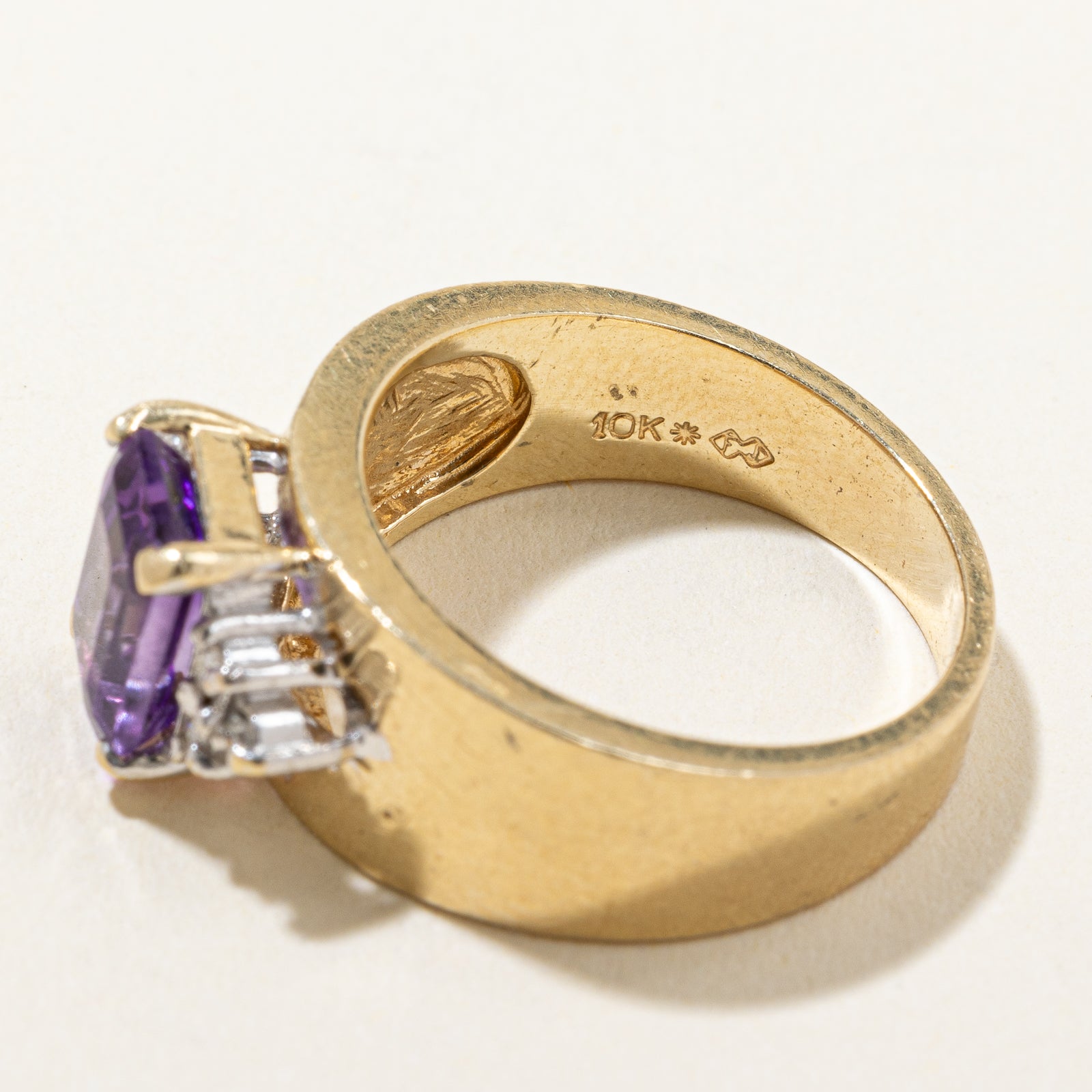 Amethyst & Diamond Cocktail Ring | 1.50ct, 0.10ctw Diamonds | SZ 6.5 |