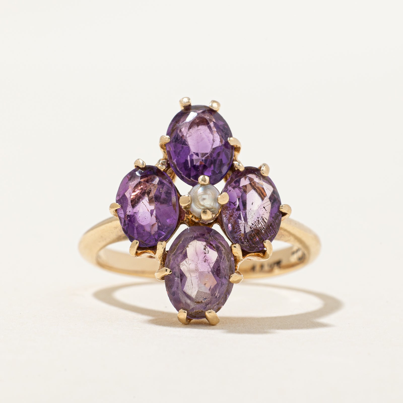 Amethyst & Seed Pearl Ring | 2.20ctw | SZ 5.5 |