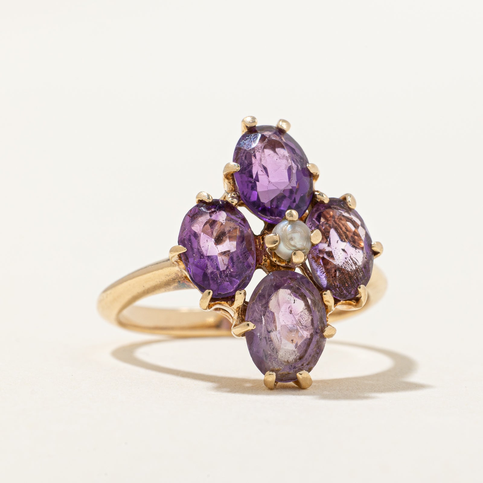 Amethyst & Seed Pearl Ring | 2.20ctw | SZ 5.5 |