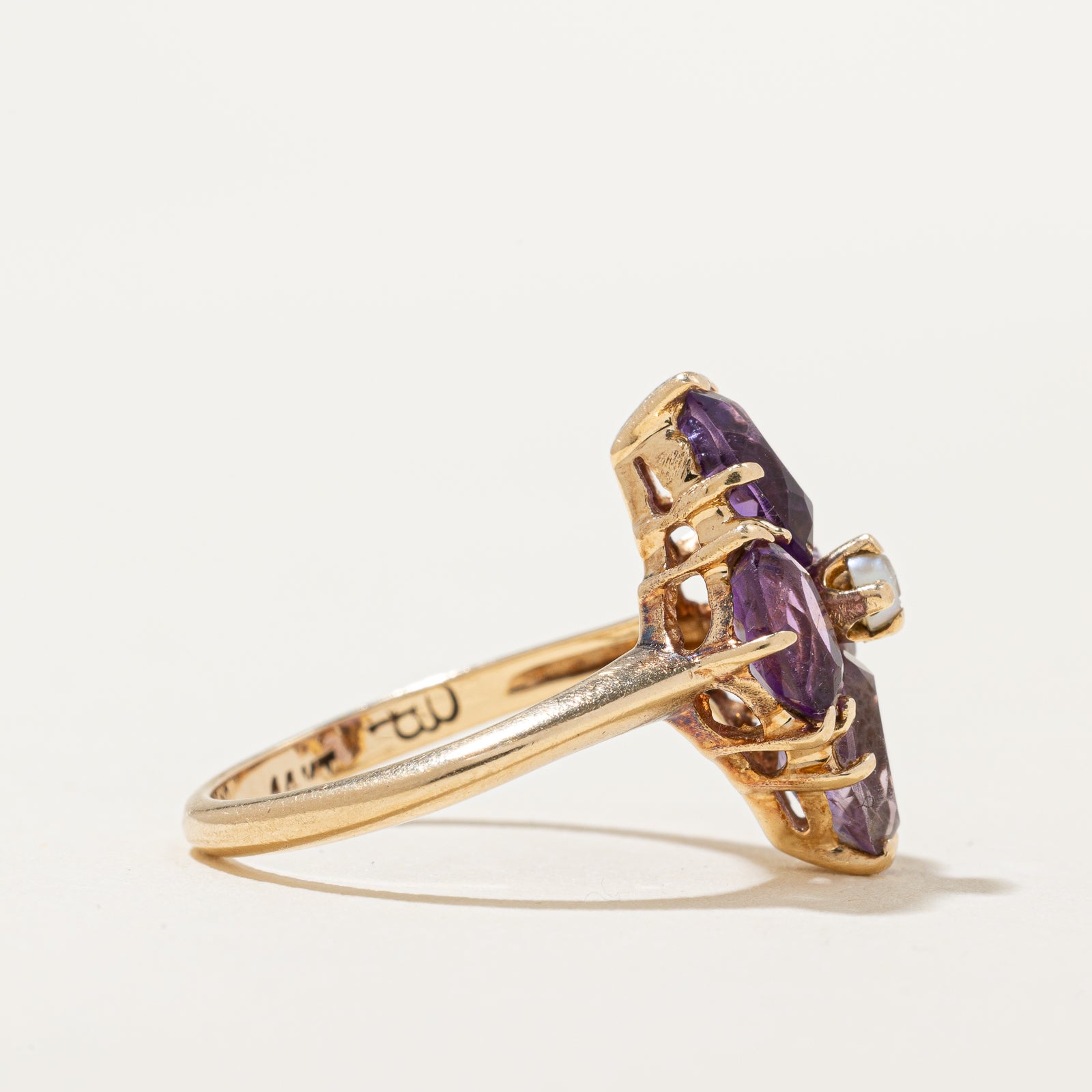 Amethyst & Seed Pearl Ring | 2.20ctw | SZ 5.5 |