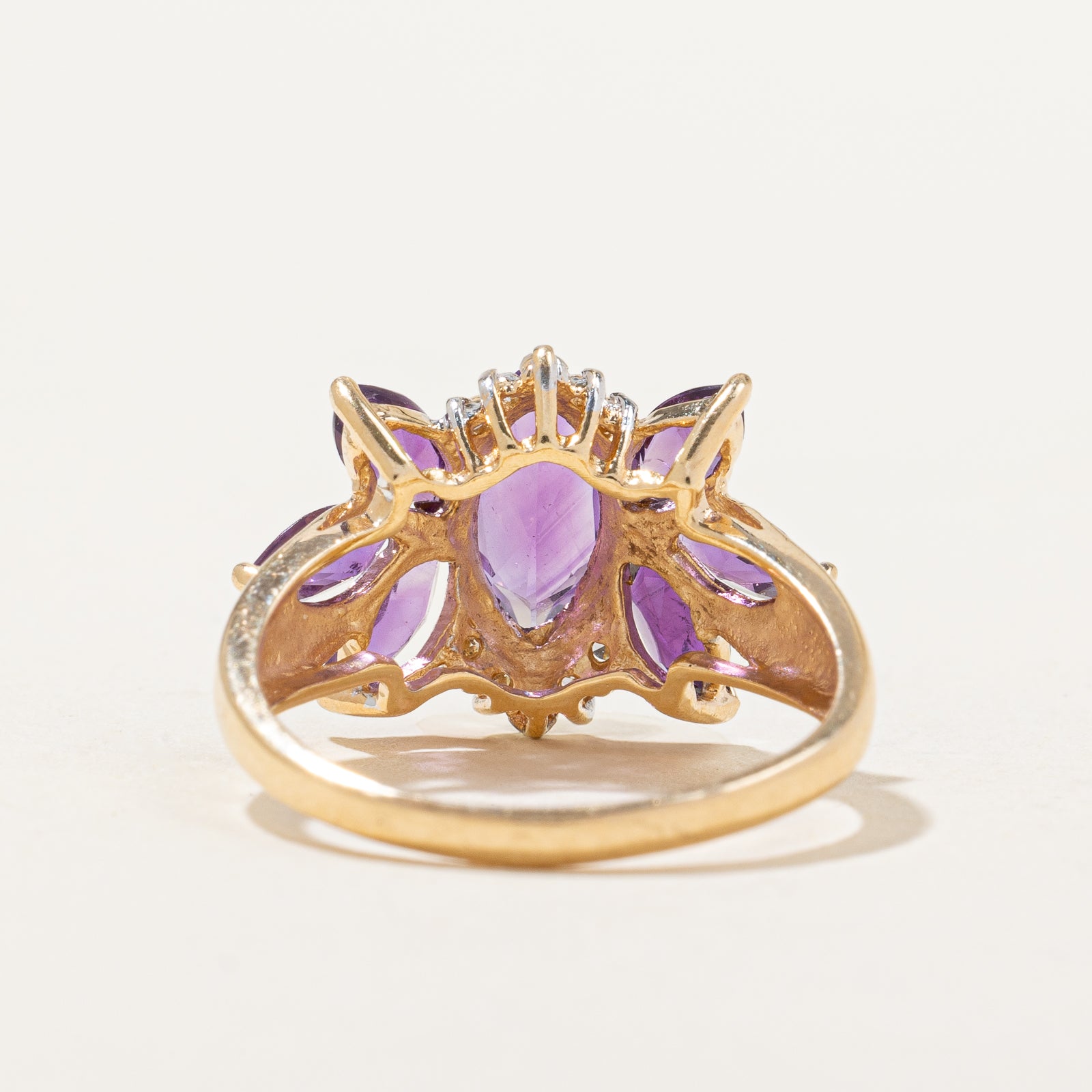 Amethyst & Diamond Cluster Cocktail Ring | 1.40ctw, 0.05ctw | SZ 7 |