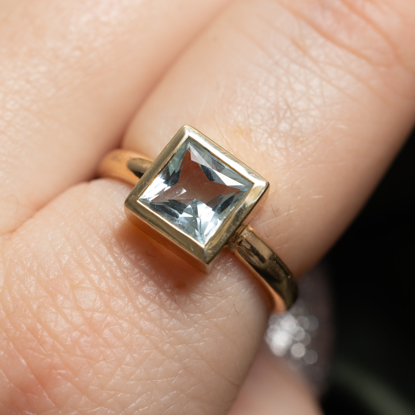 Bezel Set Square Cut Aquamarine Ring | 1.30ct | SZ 6.75 |