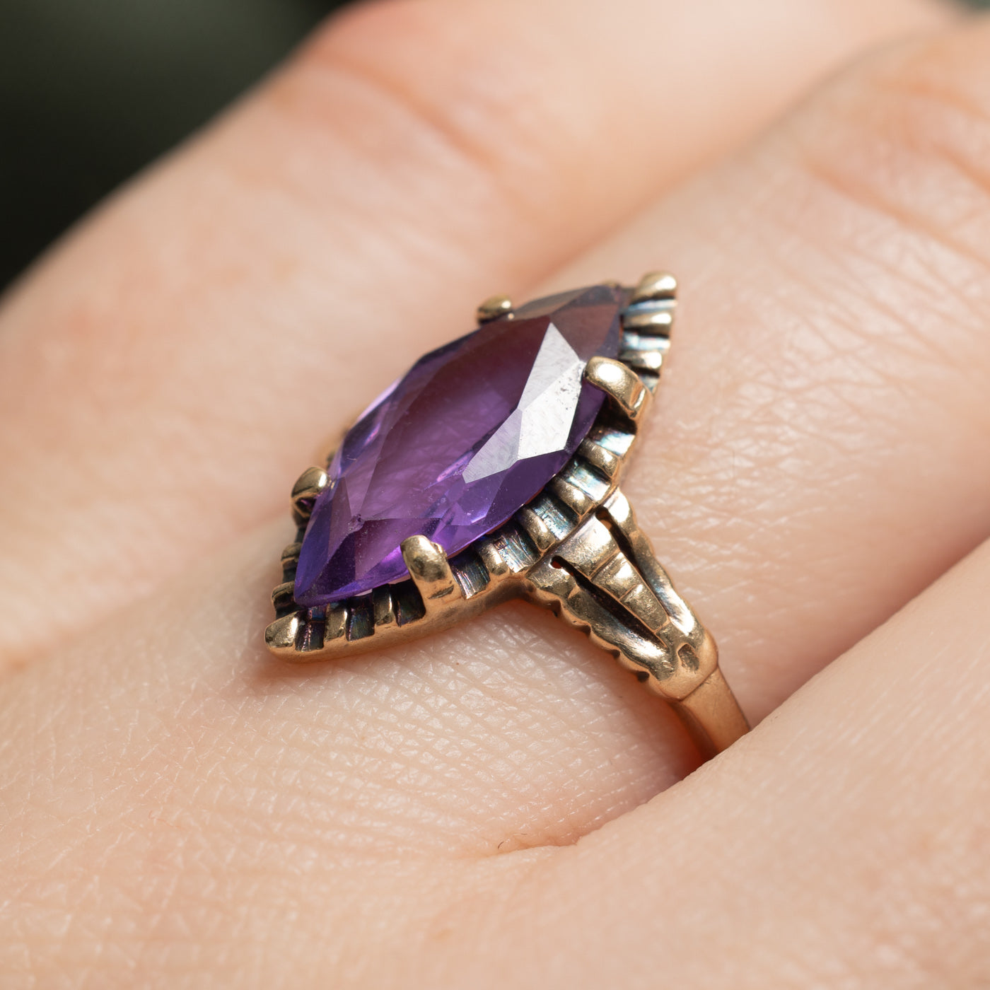 Bague en saphir synthétique à changement de couleur | 2,56 ct | Taille 6,5 |
