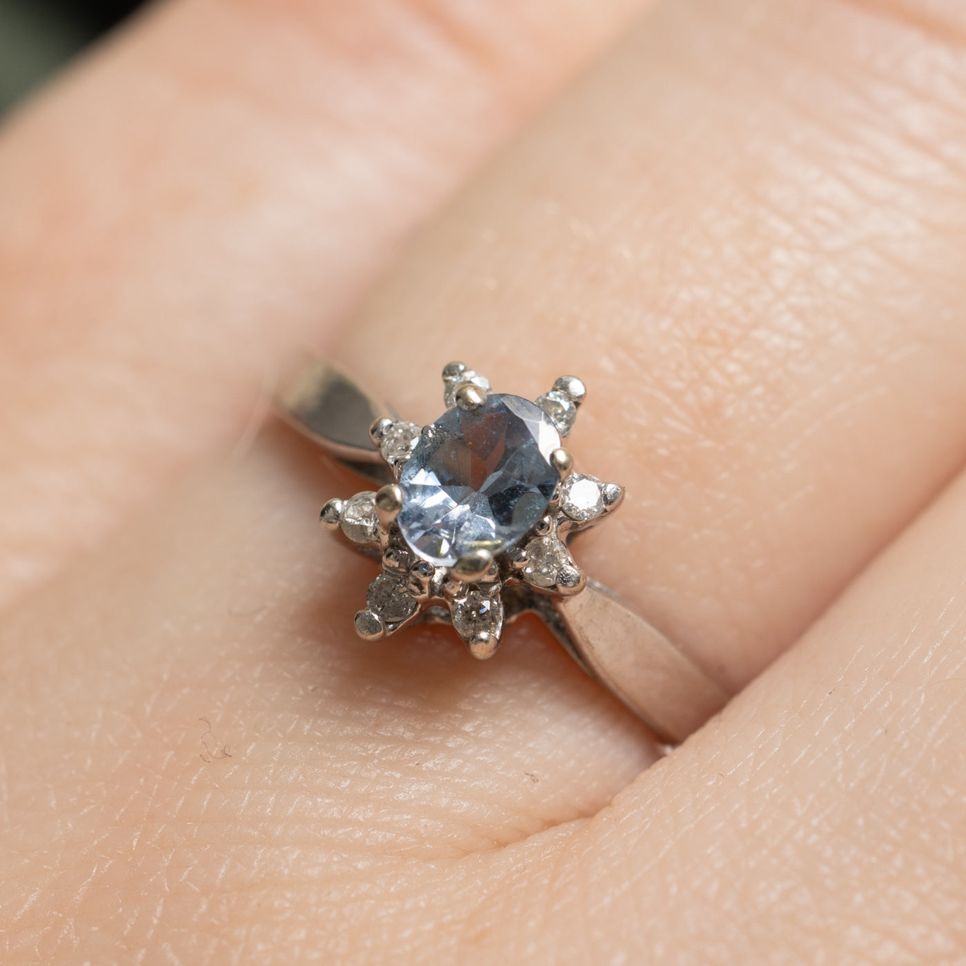 Aquamarine & Diamond Petal Ring | 0.25ct, 0.06ctw | SZ 5.75 |
