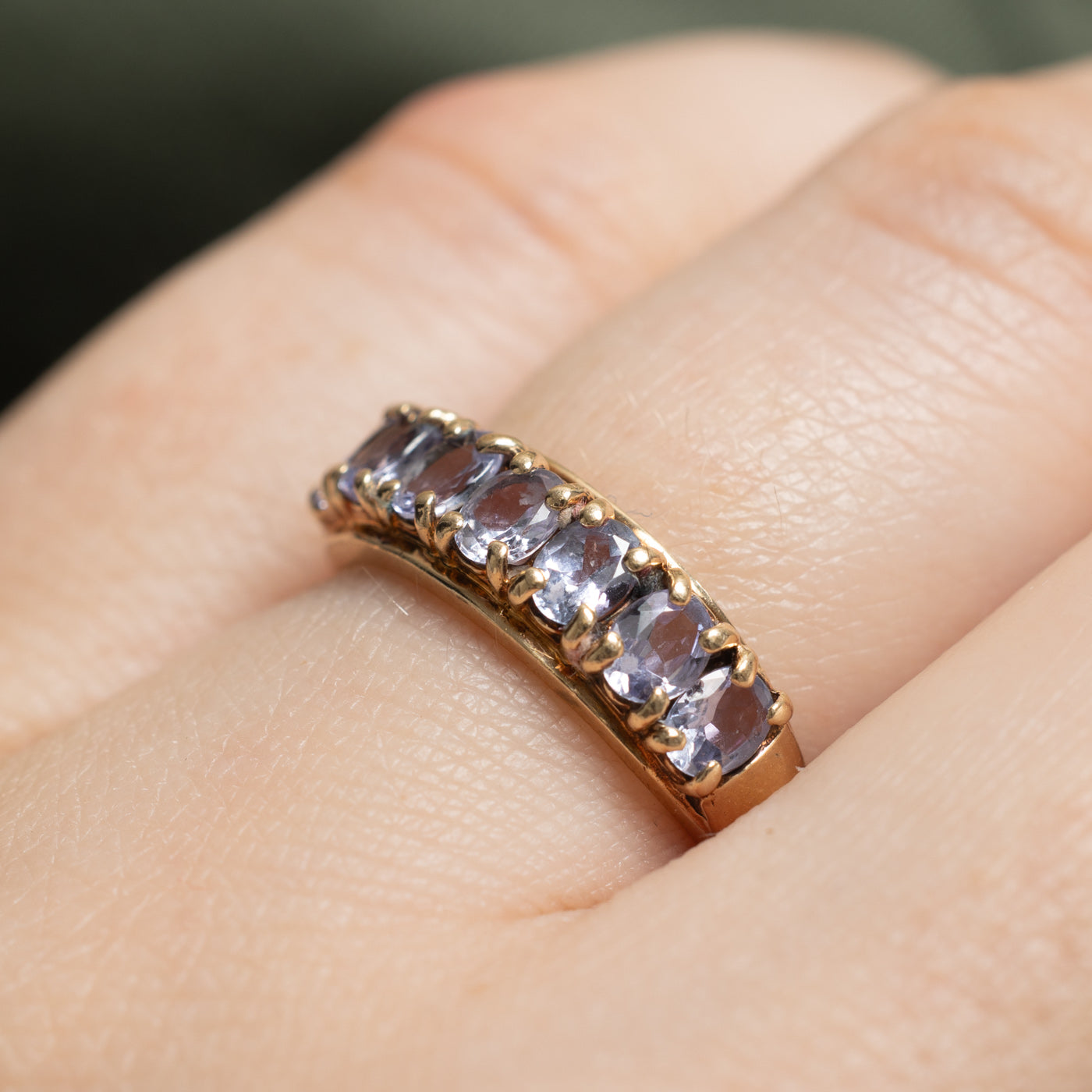 Oval Cut Tanzanite Semi Eternity Ring | 0.90ctw | SZ 5.5 |