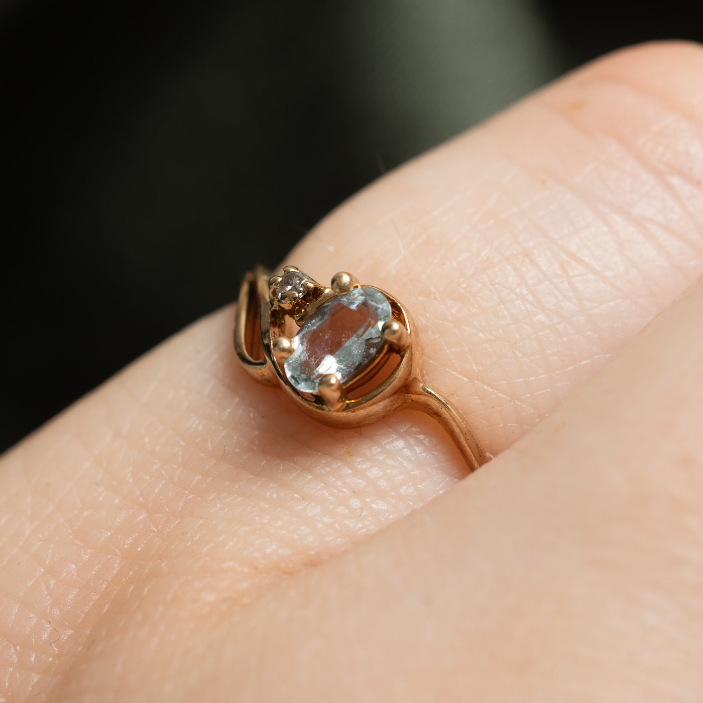 Bague aigue-marine et diamants | 0,18 ct, 0,01 ct | Taille 3,5 |