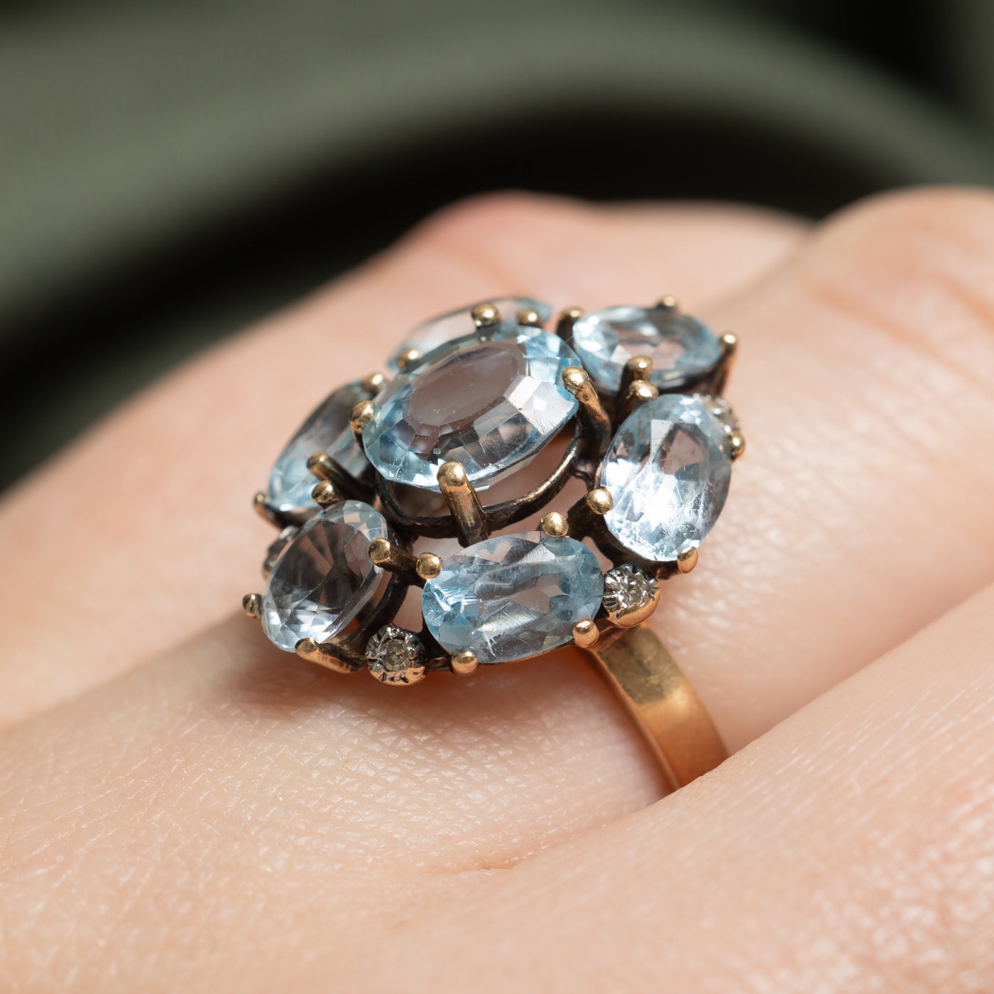 Oval Cut Topaz Cluster Cocktail Ring | 5.00ctw | SZ 5.25 |