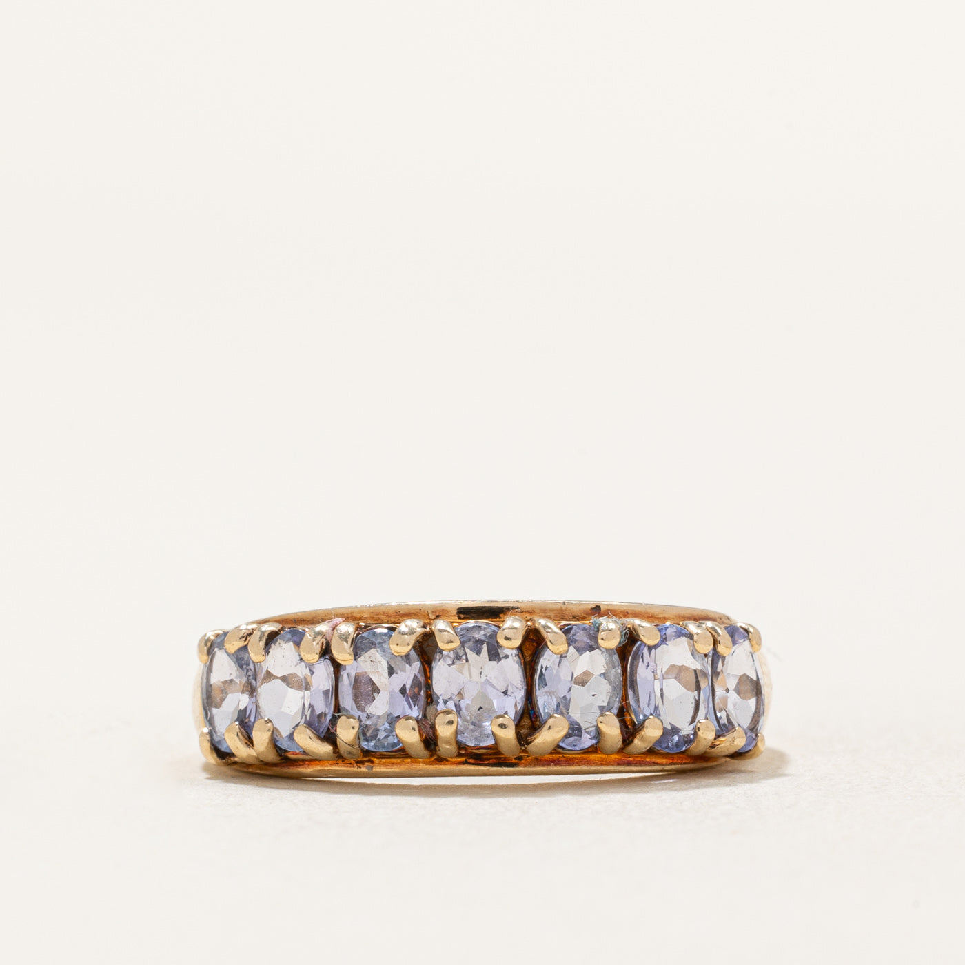 Oval Cut Tanzanite Semi Eternity Ring | 0.90ctw | SZ 5.5 |