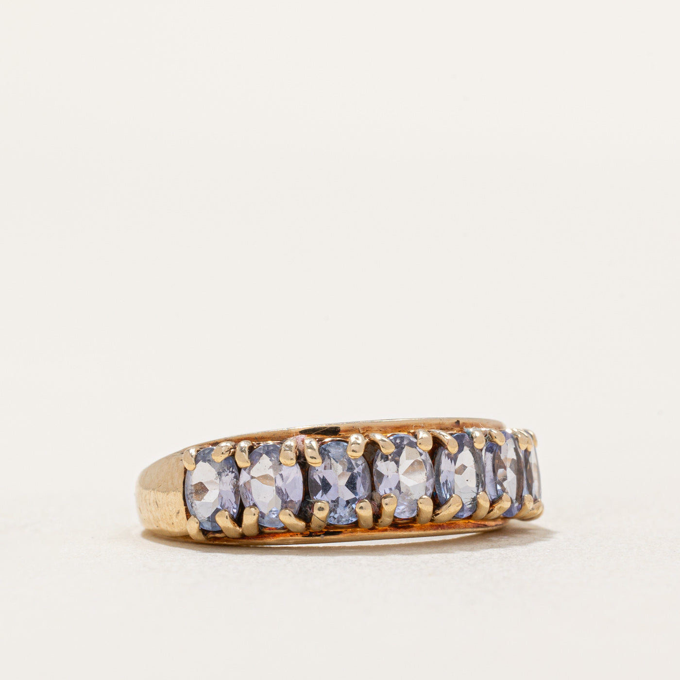 Oval Cut Tanzanite Semi Eternity Ring | 0.90ctw | SZ 5.5 |
