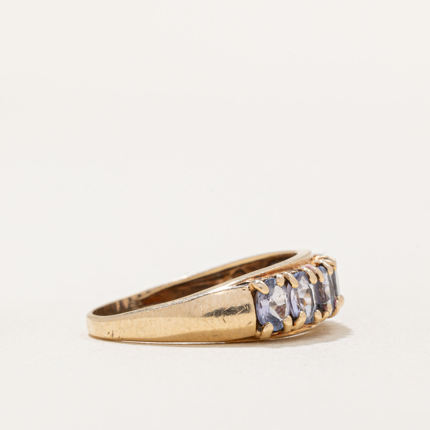 Oval Cut Tanzanite Semi Eternity Ring | 0.90ctw | SZ 5.5 |