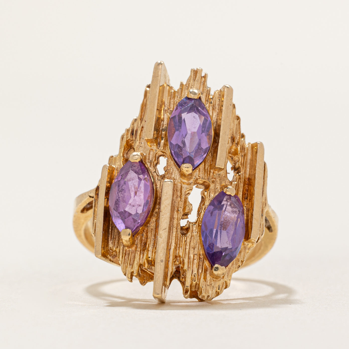 Synthetic Purple Sapphire Textured Cocktail Ring | 1.80ctw | SZ 6.75 |
