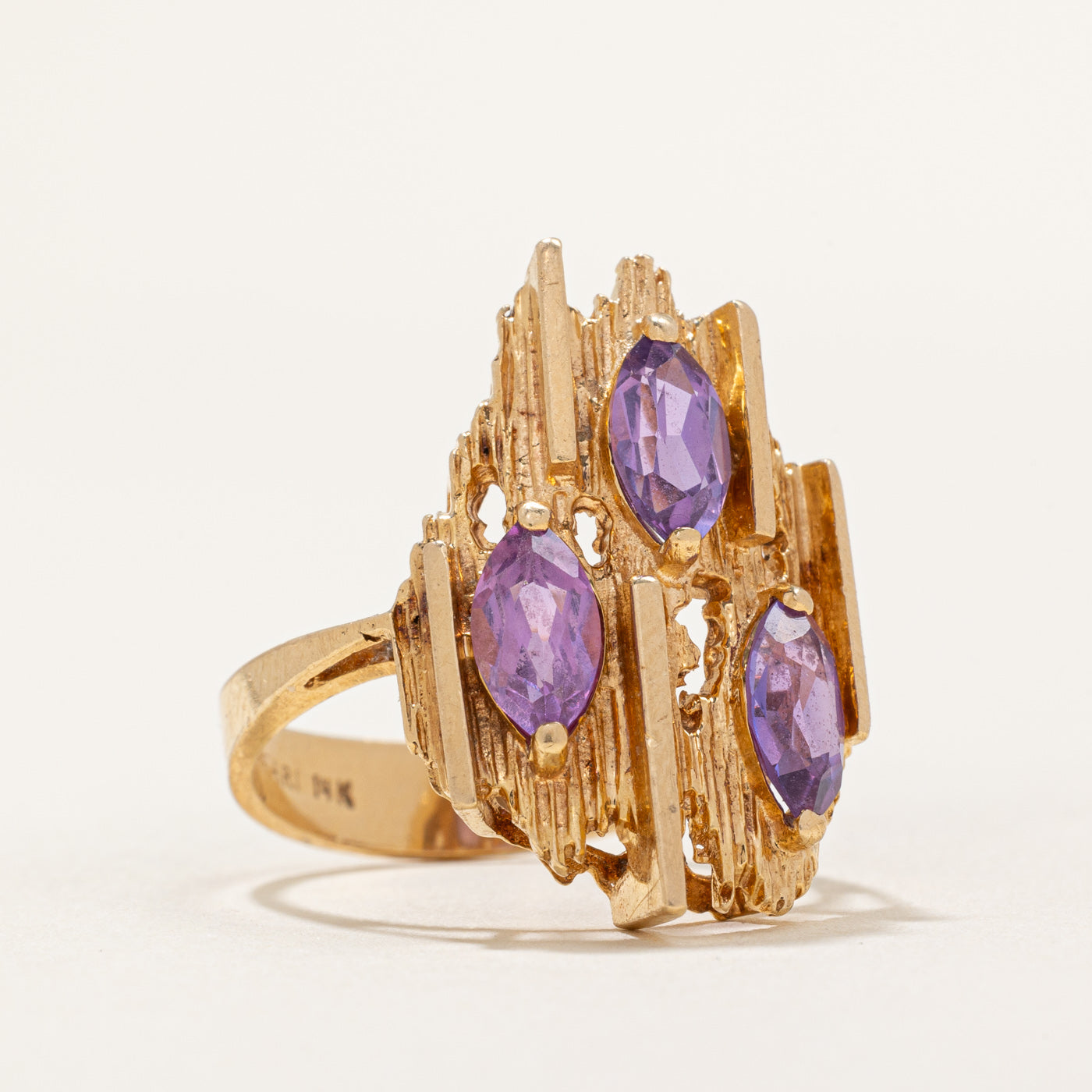 Synthetic Purple Sapphire Textured Cocktail Ring | 1.80ctw | SZ 6.75 |