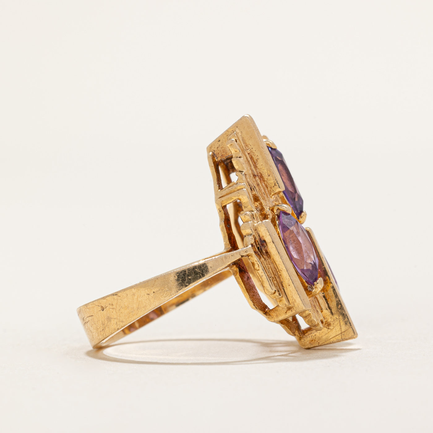 Synthetic Purple Sapphire Textured Cocktail Ring | 1.80ctw | SZ 6.75 |