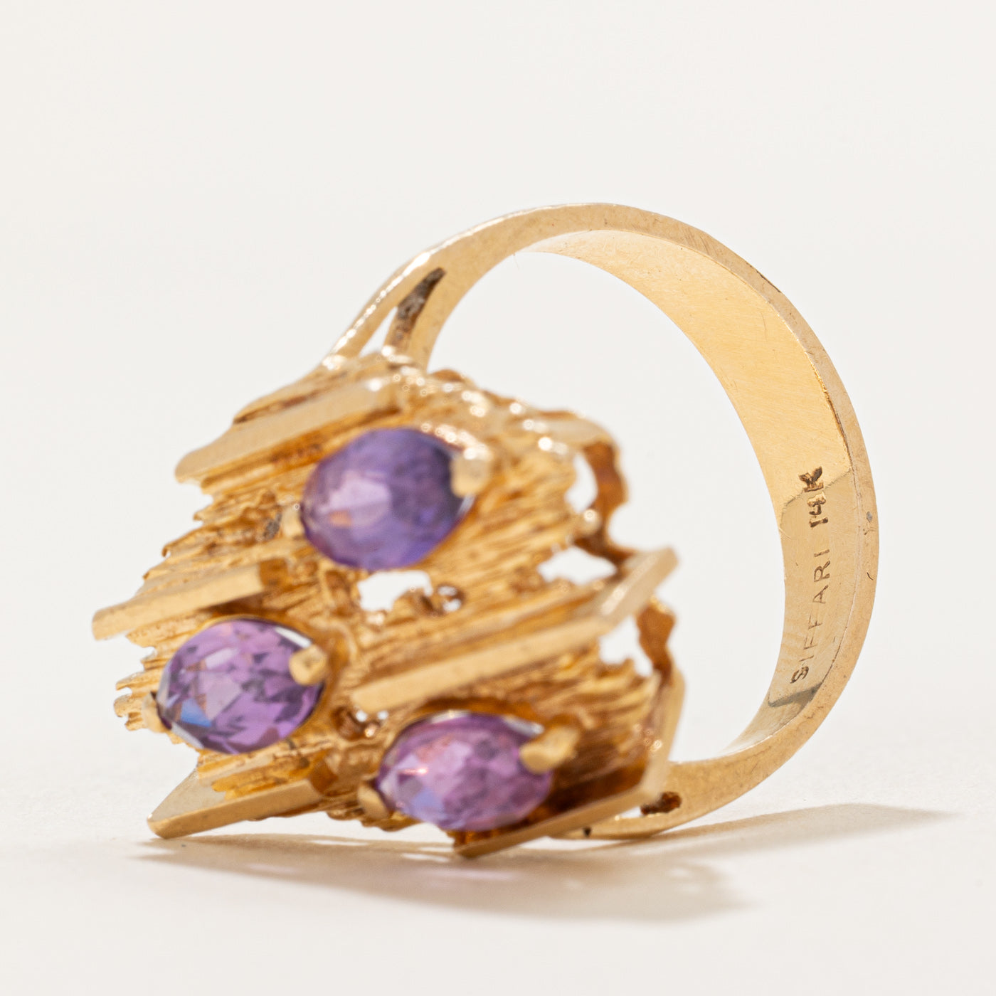 Synthetic Purple Sapphire Textured Cocktail Ring | 1.80ctw | SZ 6.75 |