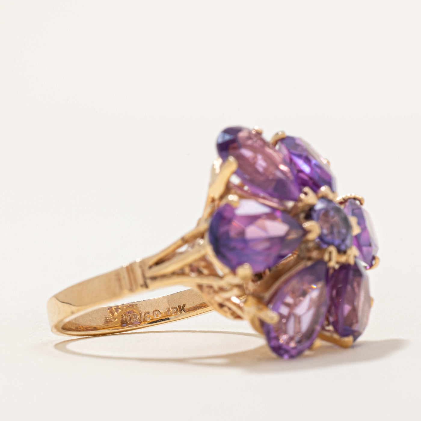 Synthetic Colour Change Sapphire Flower Ring | 12.60ctw | SZ 6.75 |