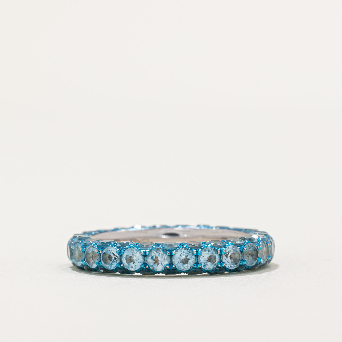 Round Cut Blue Topaz Eternity Ring | 4.80ctw | SZ 7 |