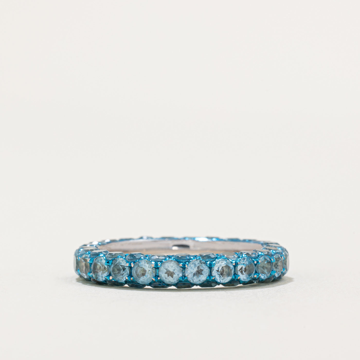 Round Cut Blue Topaz Eternity Ring | 4.80ctw | SZ 7 |