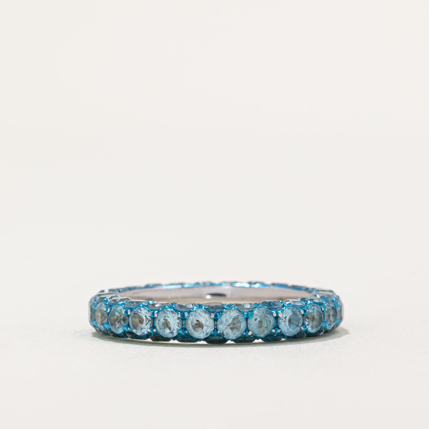 Round Cut Blue Topaz Eternity Ring | 4.80ctw | SZ 7 |