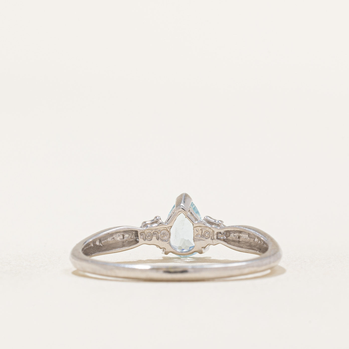 Pear Cut Aquamarine & Diamond Ring | 0.38ct, 0.008ctw | SZ 7.25 |