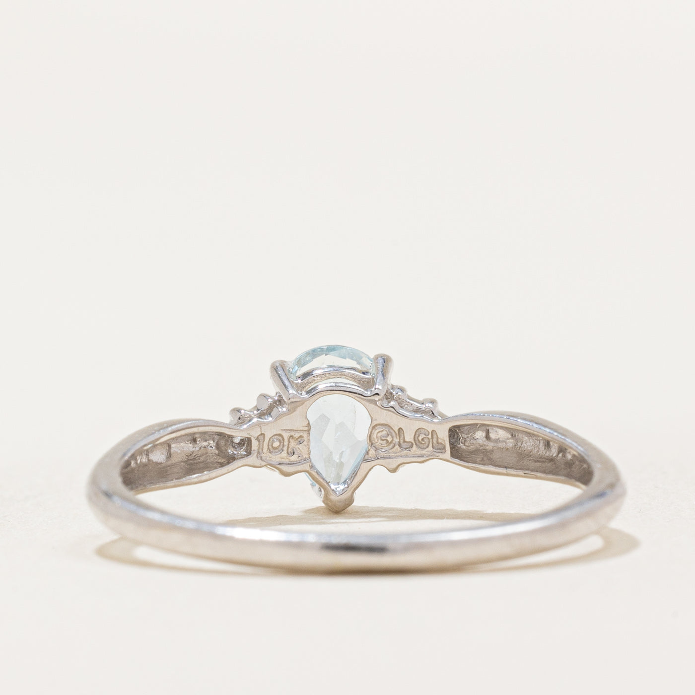Pear Cut Aquamarine & Diamond Ring | 0.38ct, 0.008ctw | SZ 7.25 |