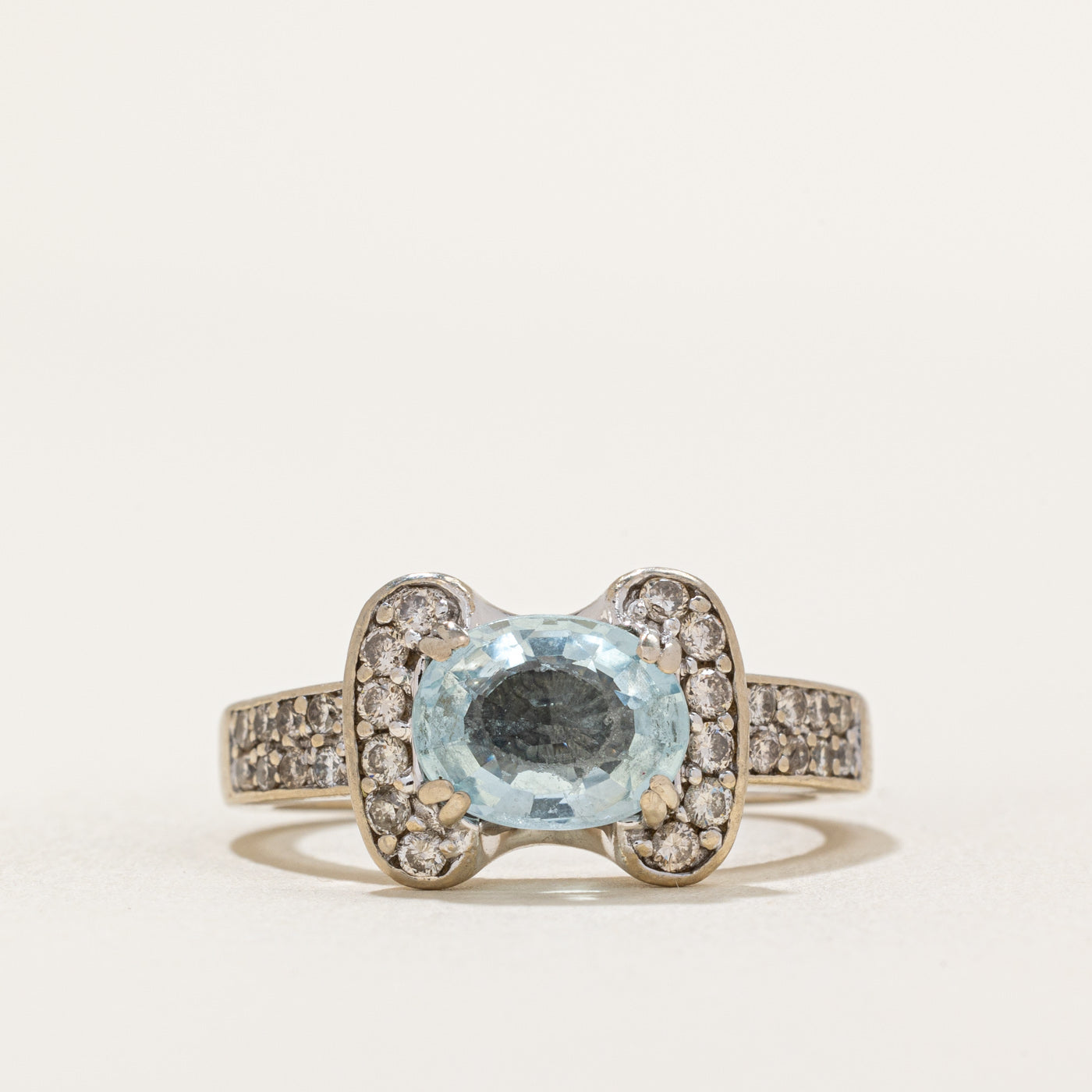 Aquamarine & Diamond Cocktail Ring | 1.60ct, 0.38ctw | SZ 8 |
