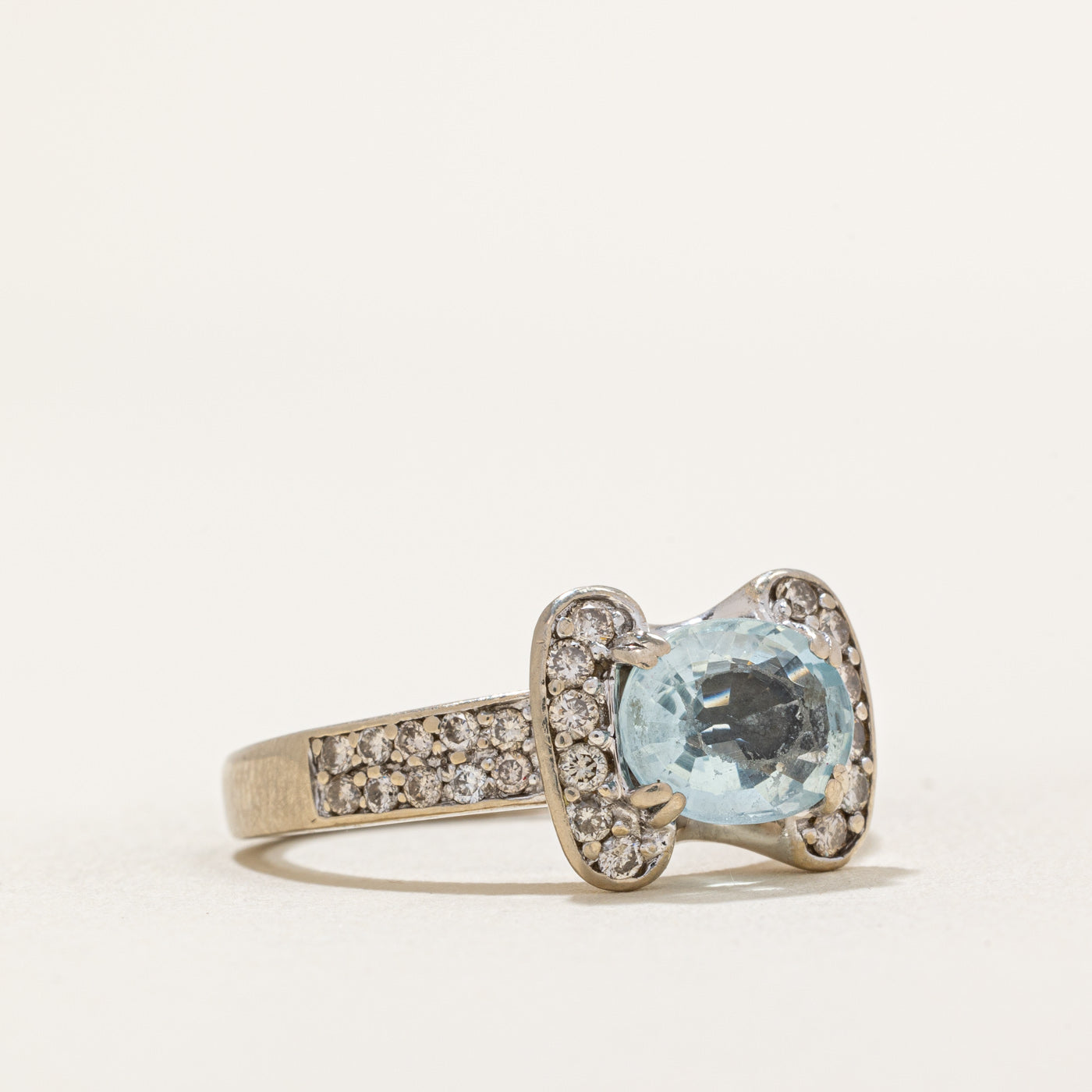 Aquamarine & Diamond Cocktail Ring | 1.60ct, 0.38ctw | SZ 8 |
