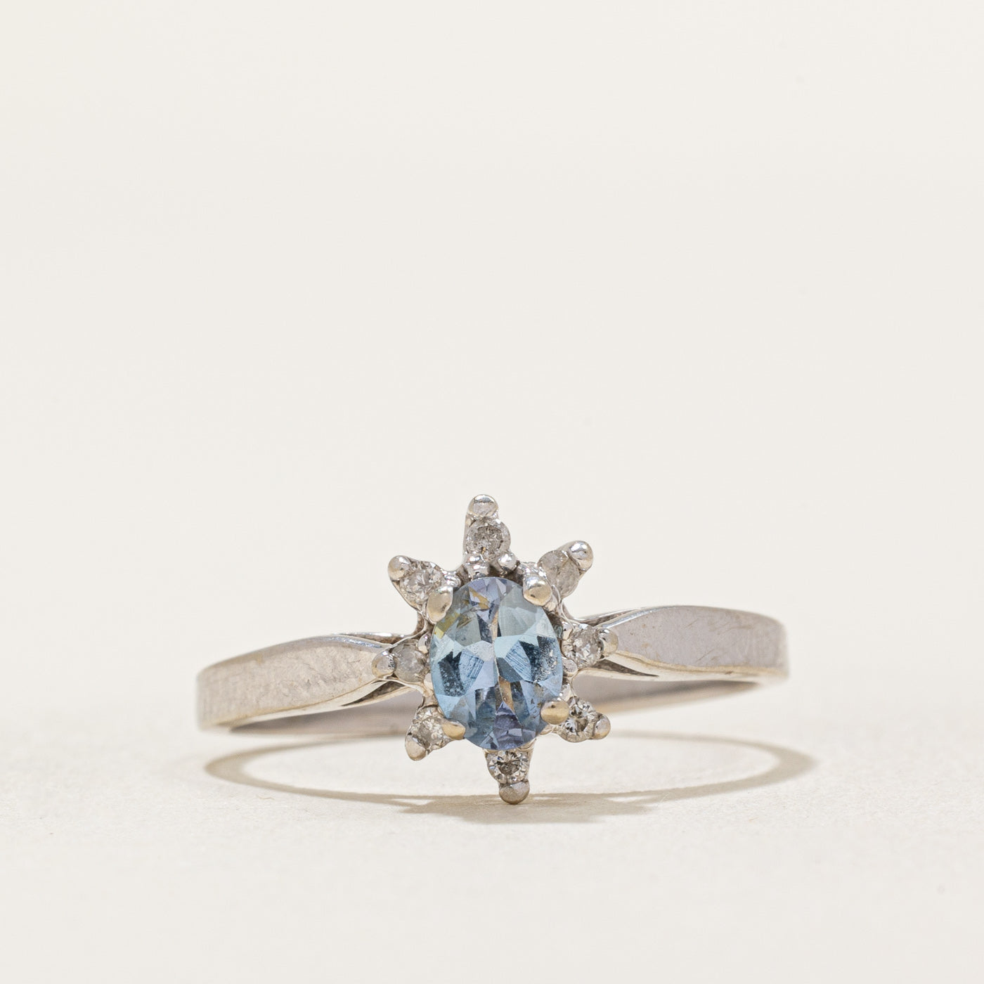 Aquamarine & Diamond Petal Ring | 0.25ct, 0.06ctw | SZ 5.75 |
