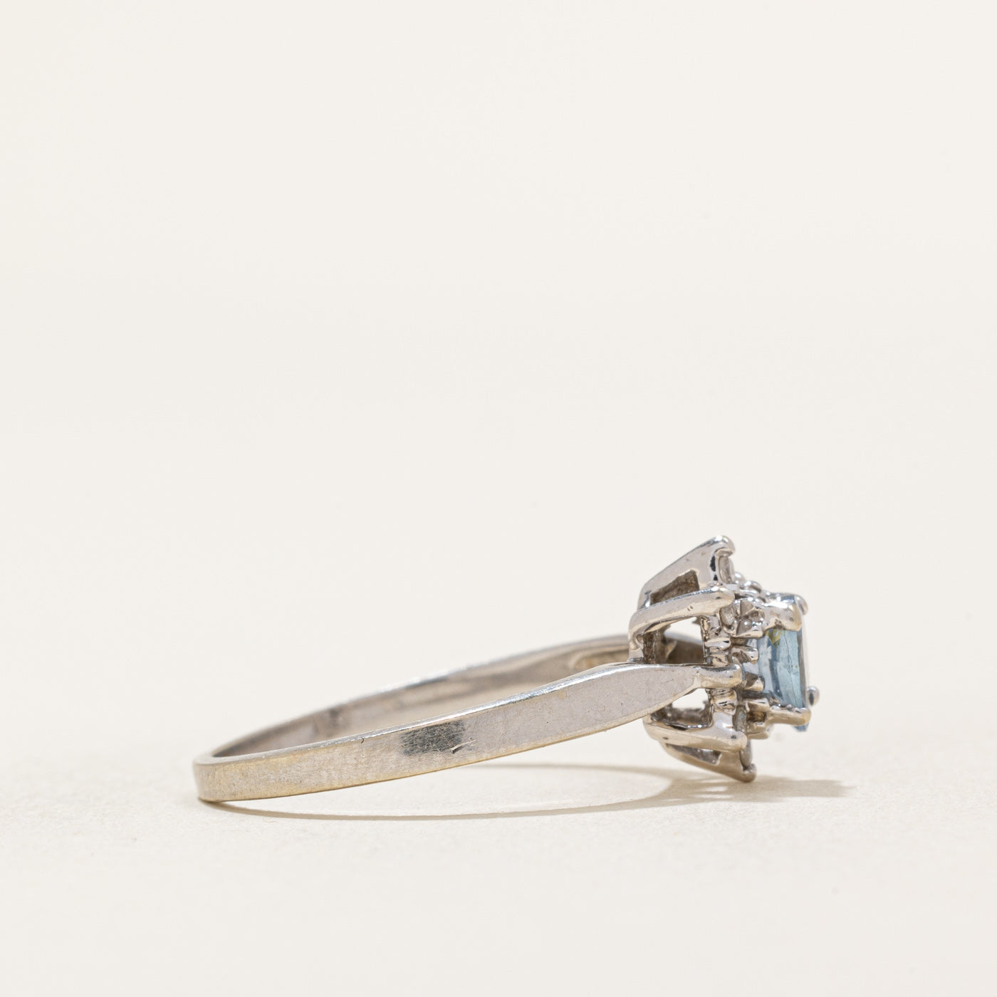 Aquamarine & Diamond Petal Ring | 0.25ct, 0.06ctw | SZ 5.75 |