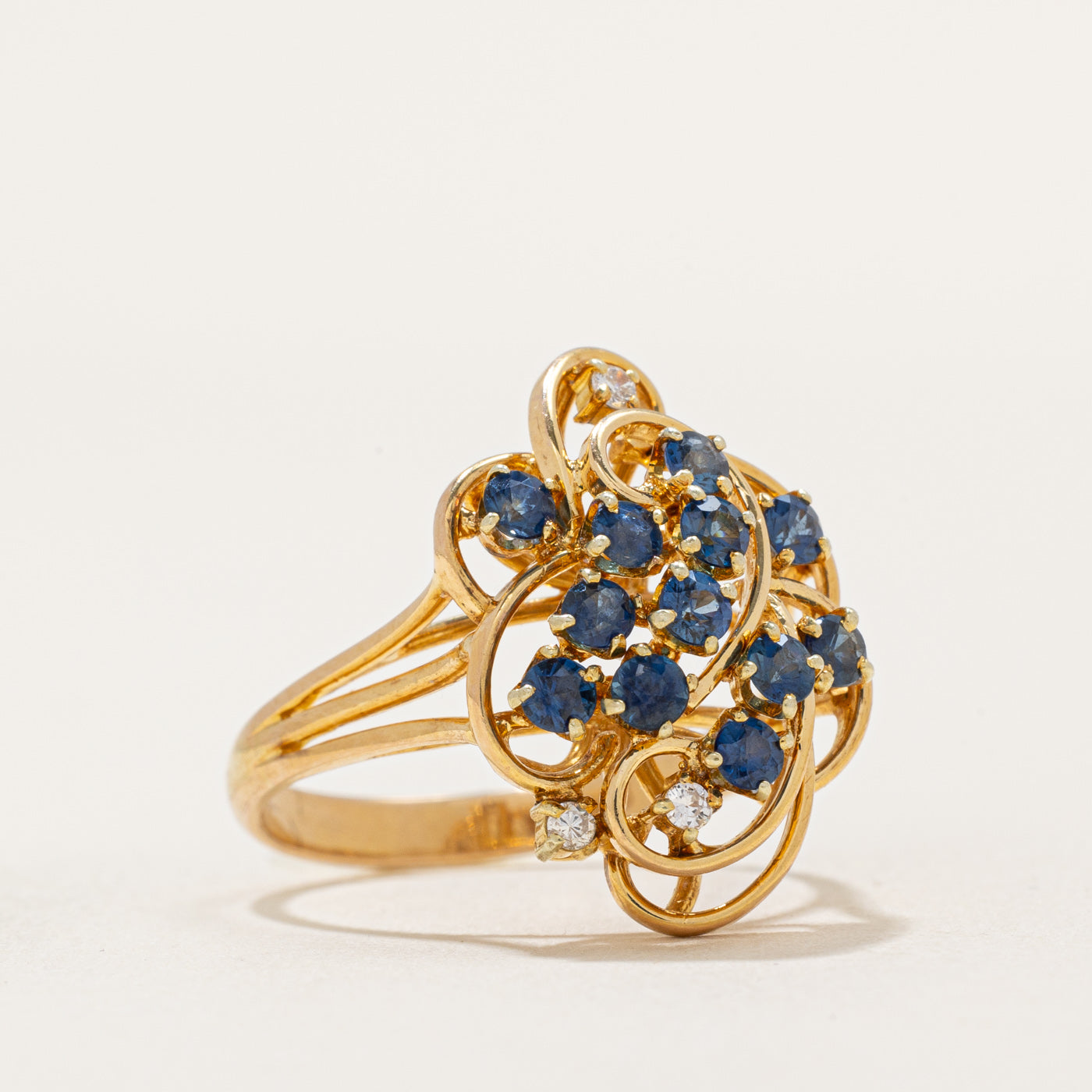 Sapphire & Diamond Cluster Cocktail Ring | 0.50ctw, 0.04ctw | SZ 7.25 |