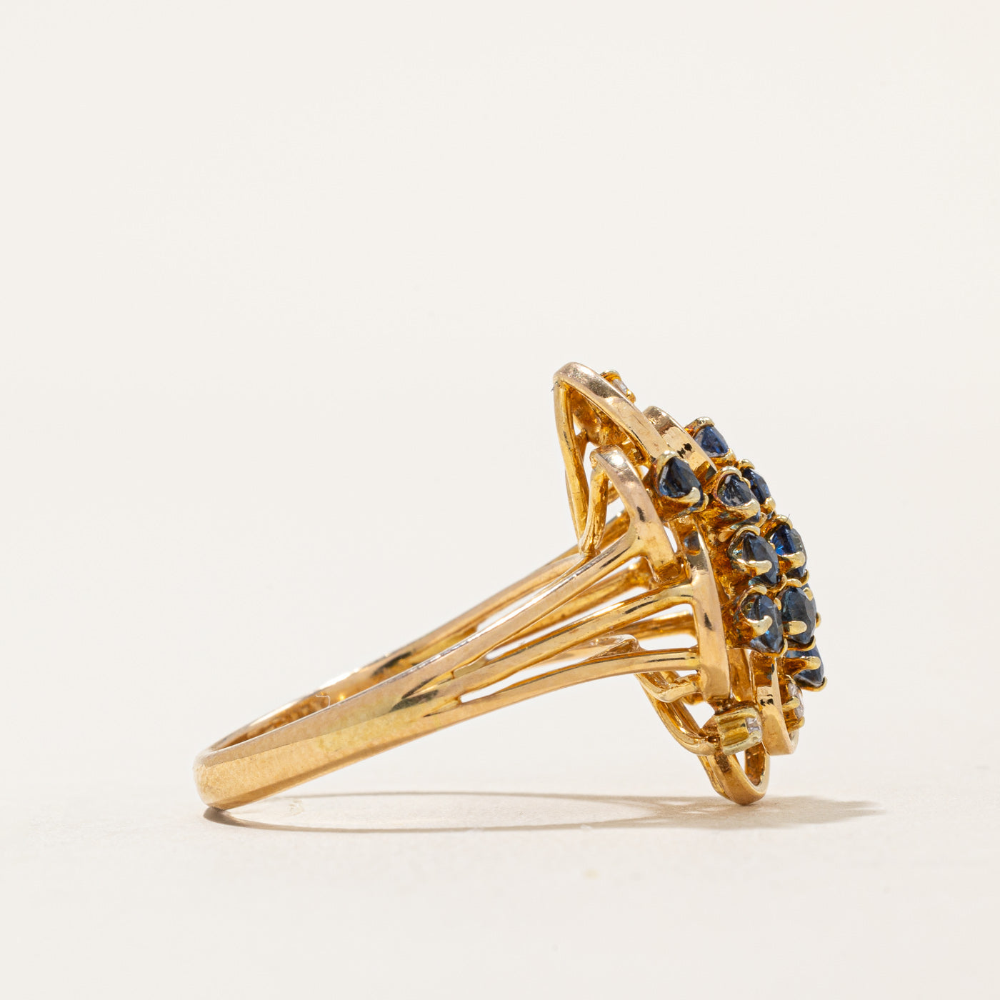 Sapphire & Diamond Cluster Cocktail Ring | 0.50ctw, 0.04ctw | SZ 7.25 |