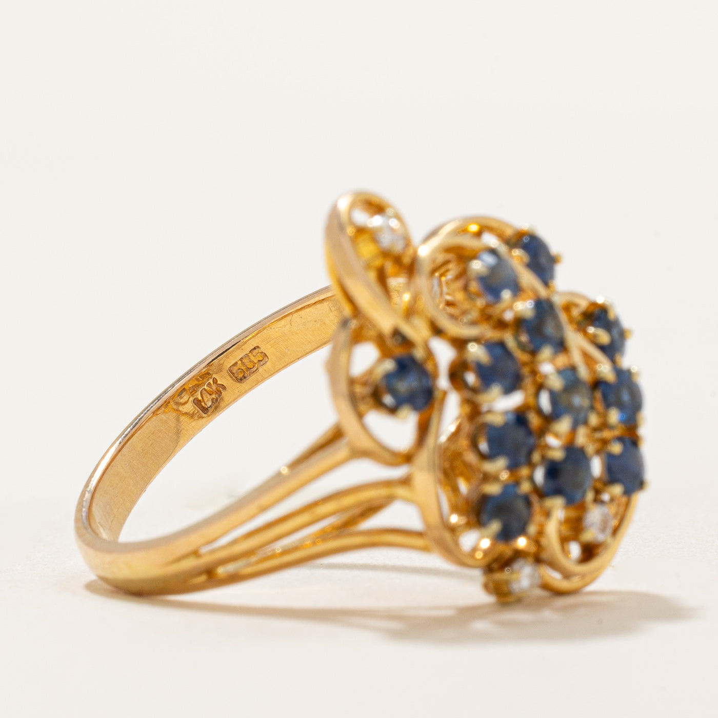 Sapphire & Diamond Cluster Cocktail Ring | 0.50ctw, 0.04ctw | SZ 7.25 |
