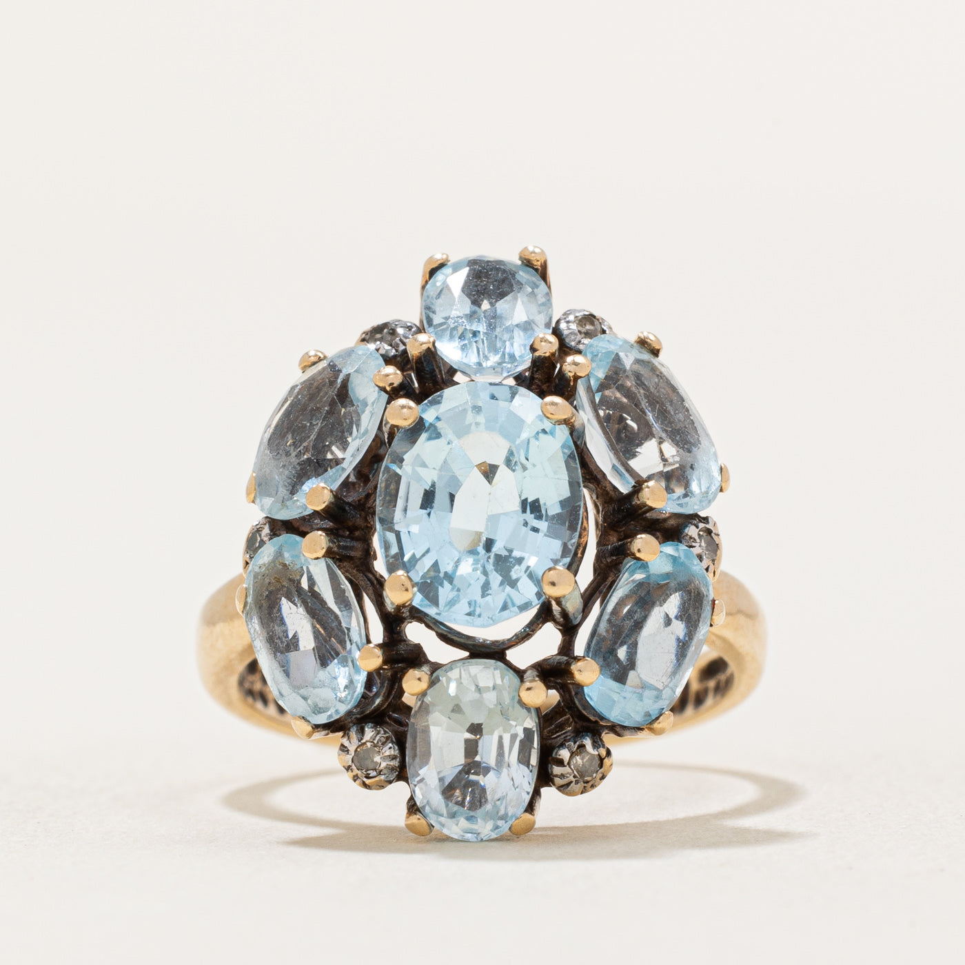 Oval Cut Topaz Cluster Cocktail Ring | 5.00ctw | SZ 5.25 |