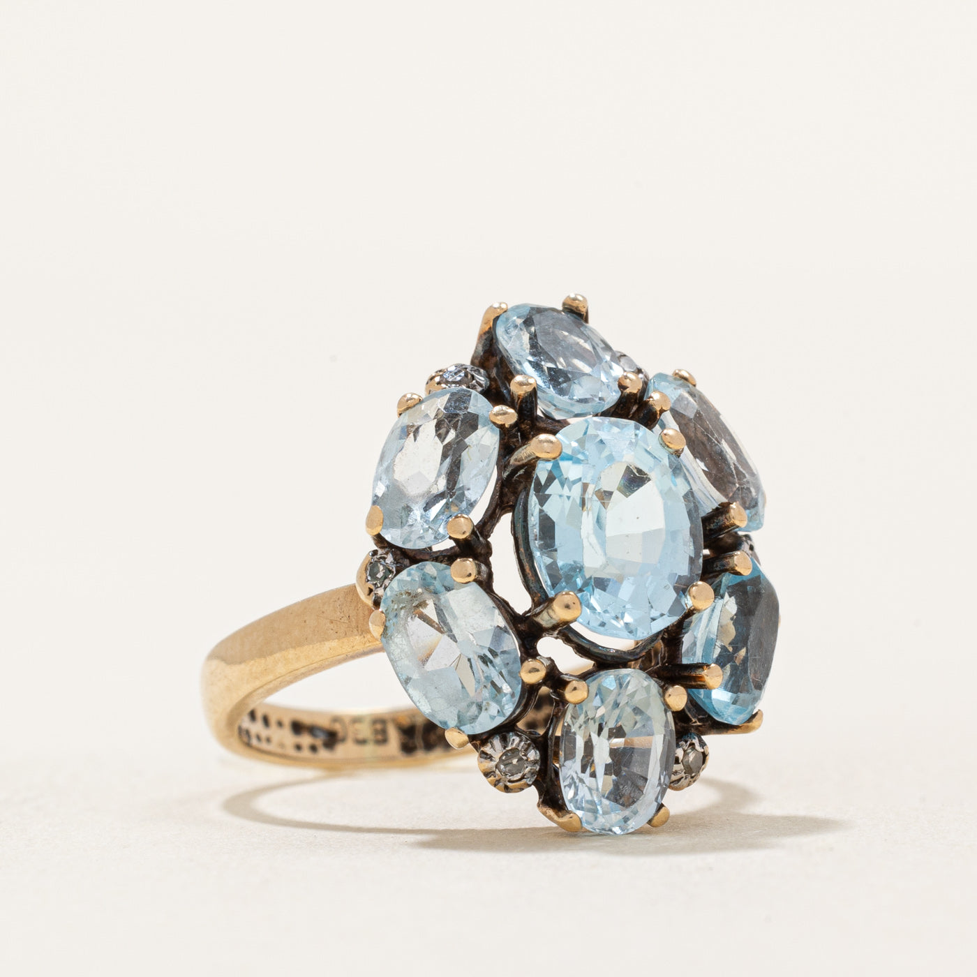 Oval Cut Topaz Cluster Cocktail Ring | 5.00ctw | SZ 5.25 |