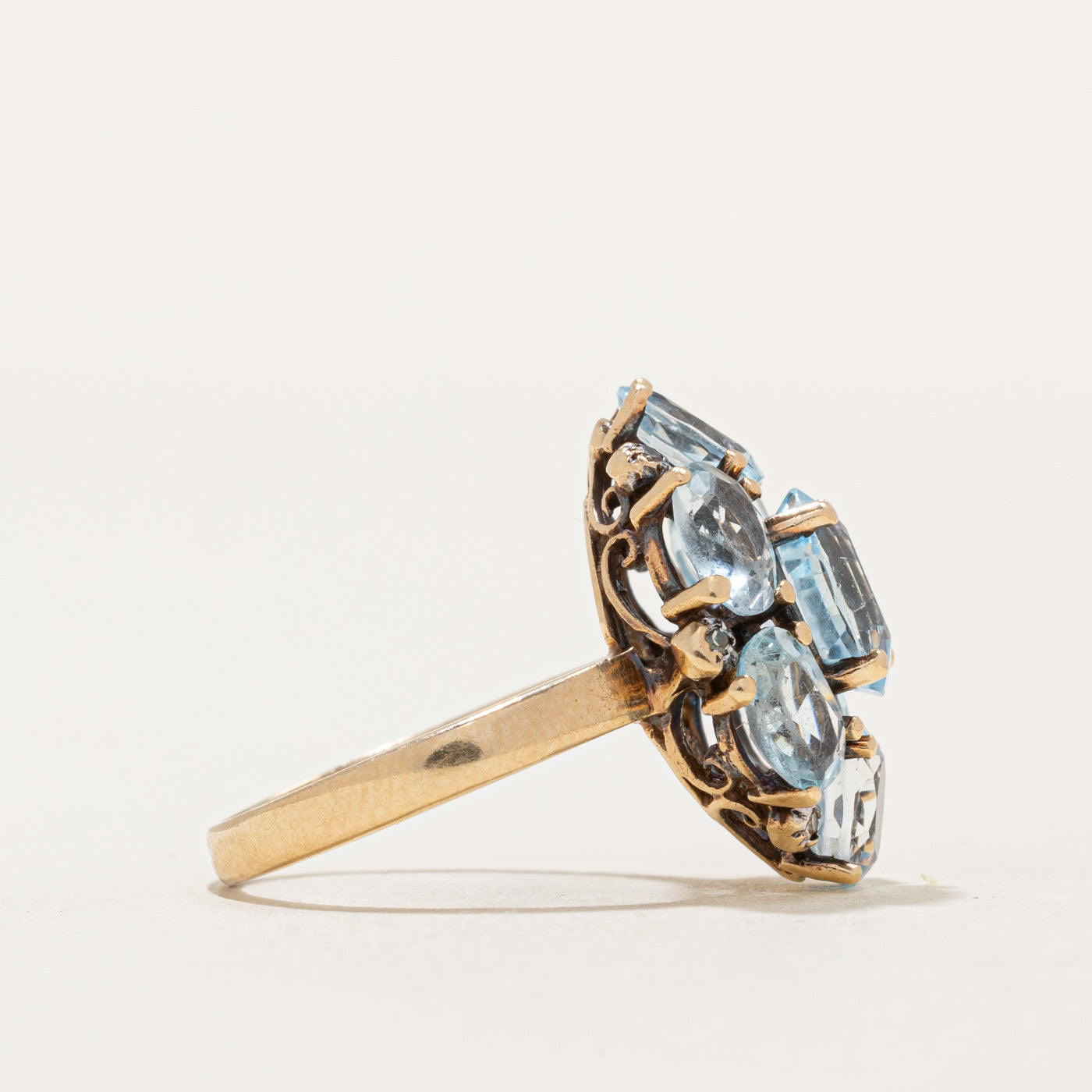 Oval Cut Topaz Cluster Cocktail Ring | 5.00ctw | SZ 5.25 |