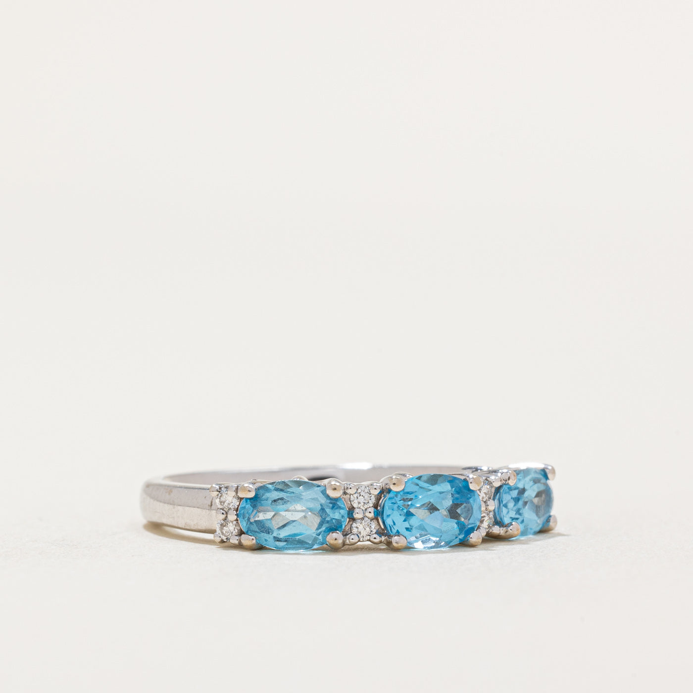 Three Stone Topaz & Diamond Ring | 1.00ctw, 0.05ctw | SZ 7 |