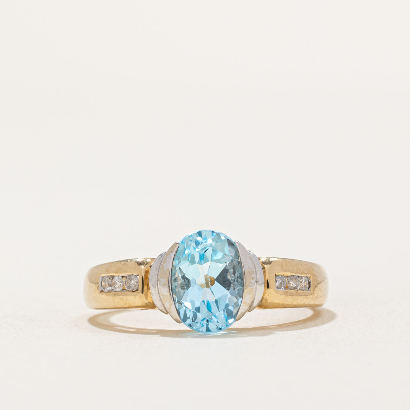 Oval Cut Topaz & Diamond Ring | 1.40ct, 0.06ctw | SZ 6.75 |