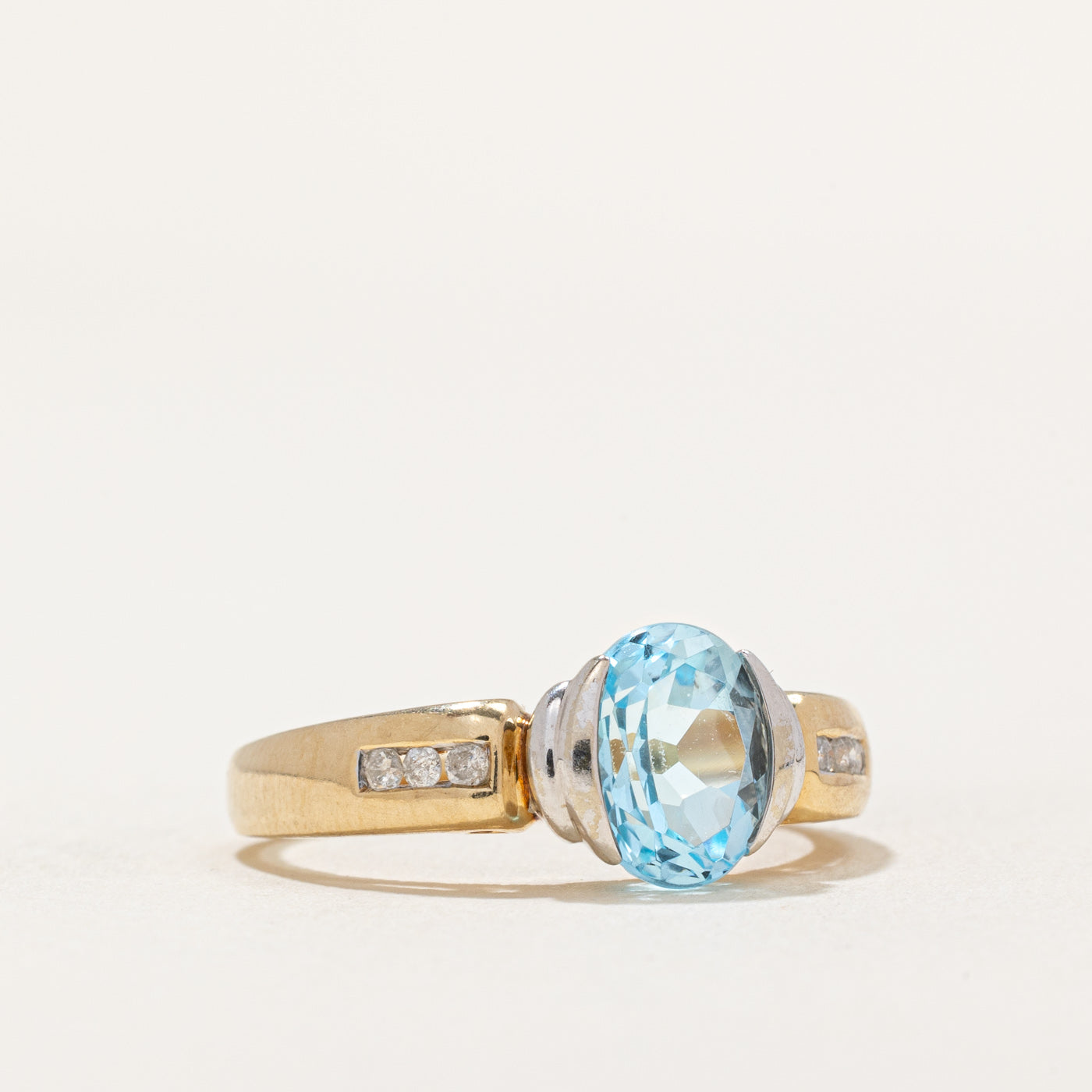 Oval Cut Topaz & Diamond Ring | 1.40ct, 0.06ctw | SZ 6.75 |
