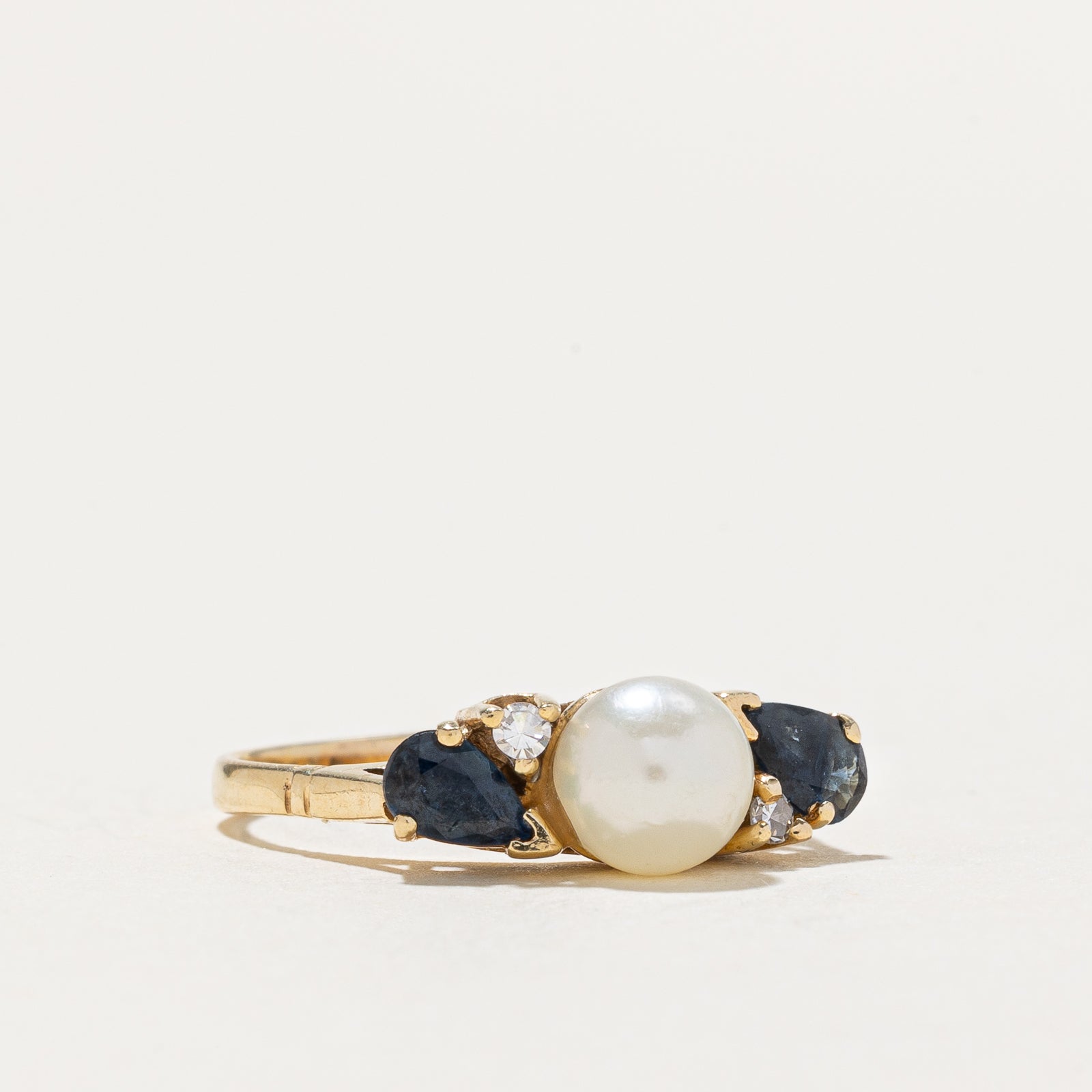 Pearl, Sapphire & Diamond Ring | 0.50ctw, 0.04ct | SZ 5.5