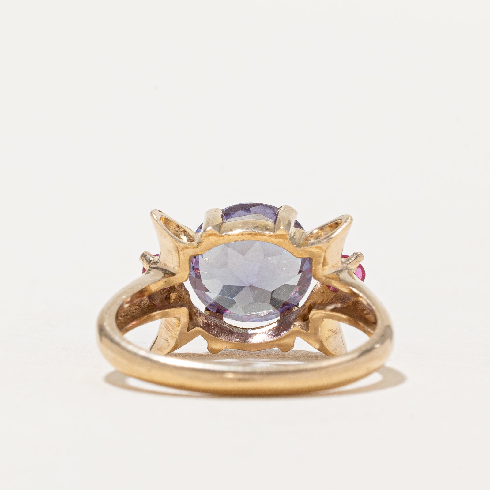Synthetic Colour Change Sapphire & Synthetic Ruby Ring | 2.86ctw | SZ 6.5