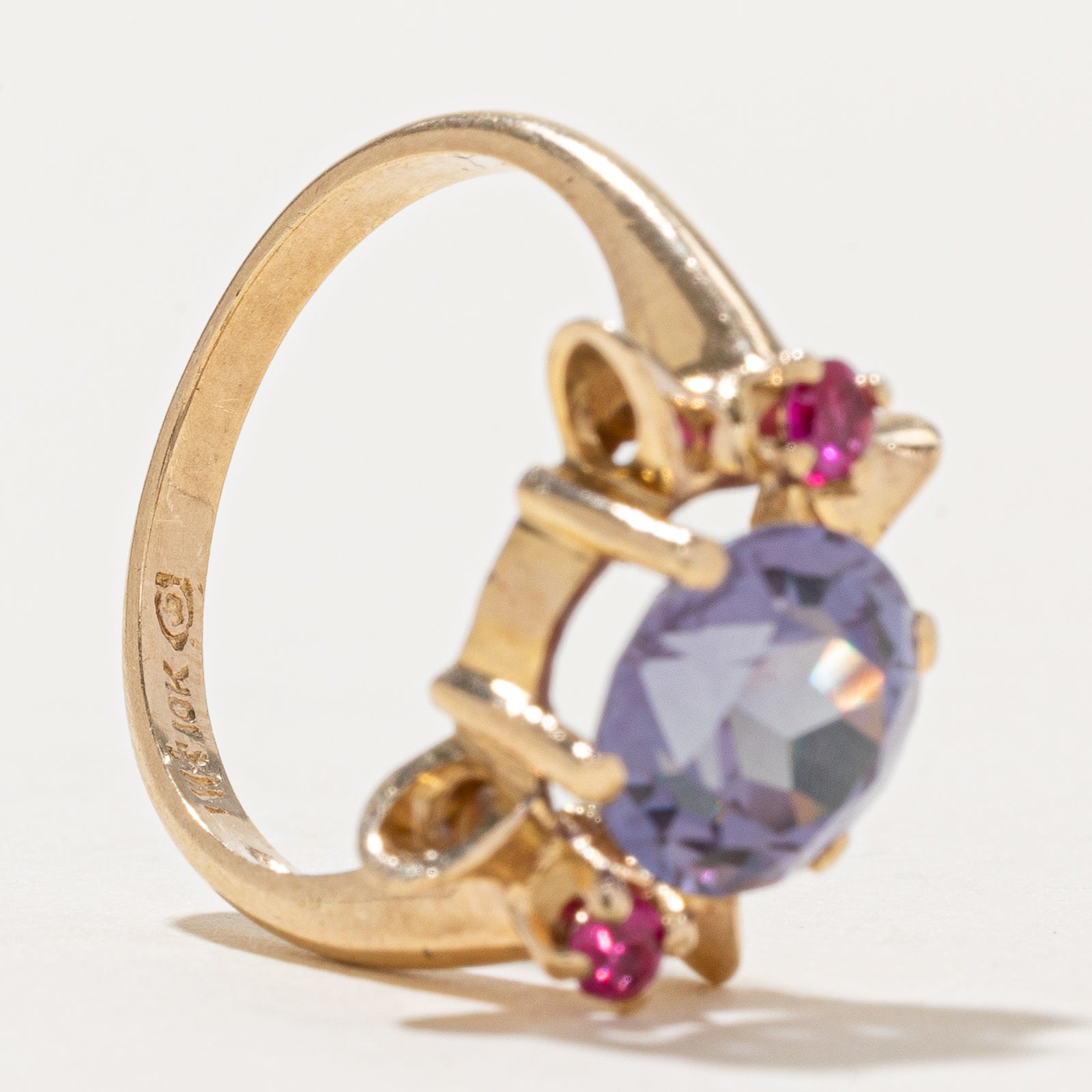 Synthetic Colour Change Sapphire & Synthetic Ruby Ring | 2.86ctw | SZ 6.5