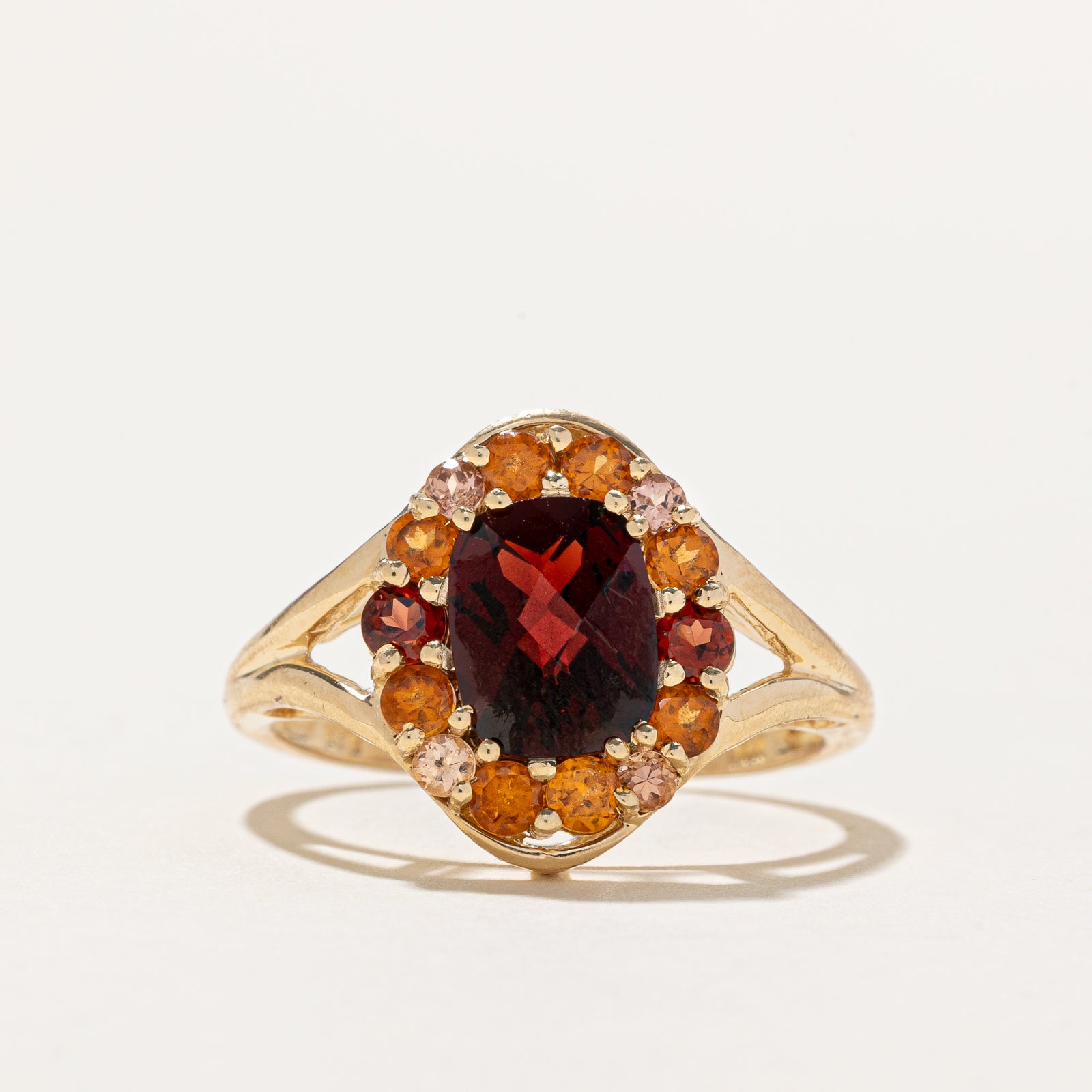 Garnet Halo Open Shank Tapered Ring | 3.20ctw | SZ 10