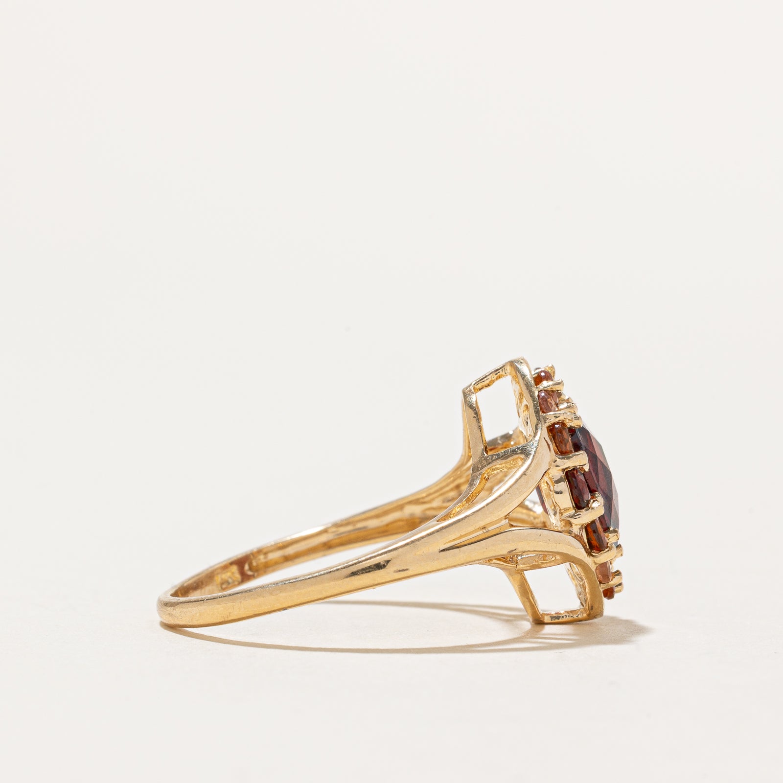 Garnet Halo Open Shank Tapered Ring | 3.20ctw | SZ 10