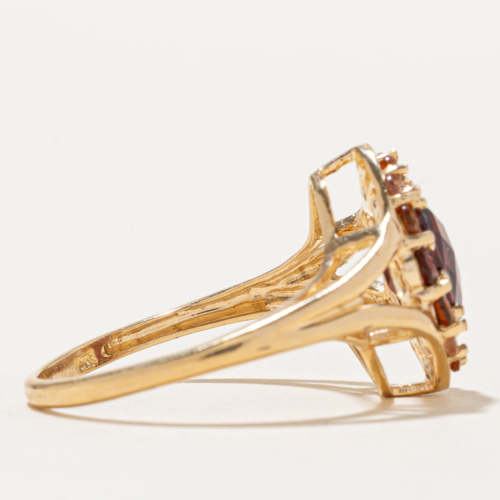 Garnet Halo Open Shank Tapered Ring | 3.20ctw | SZ 10