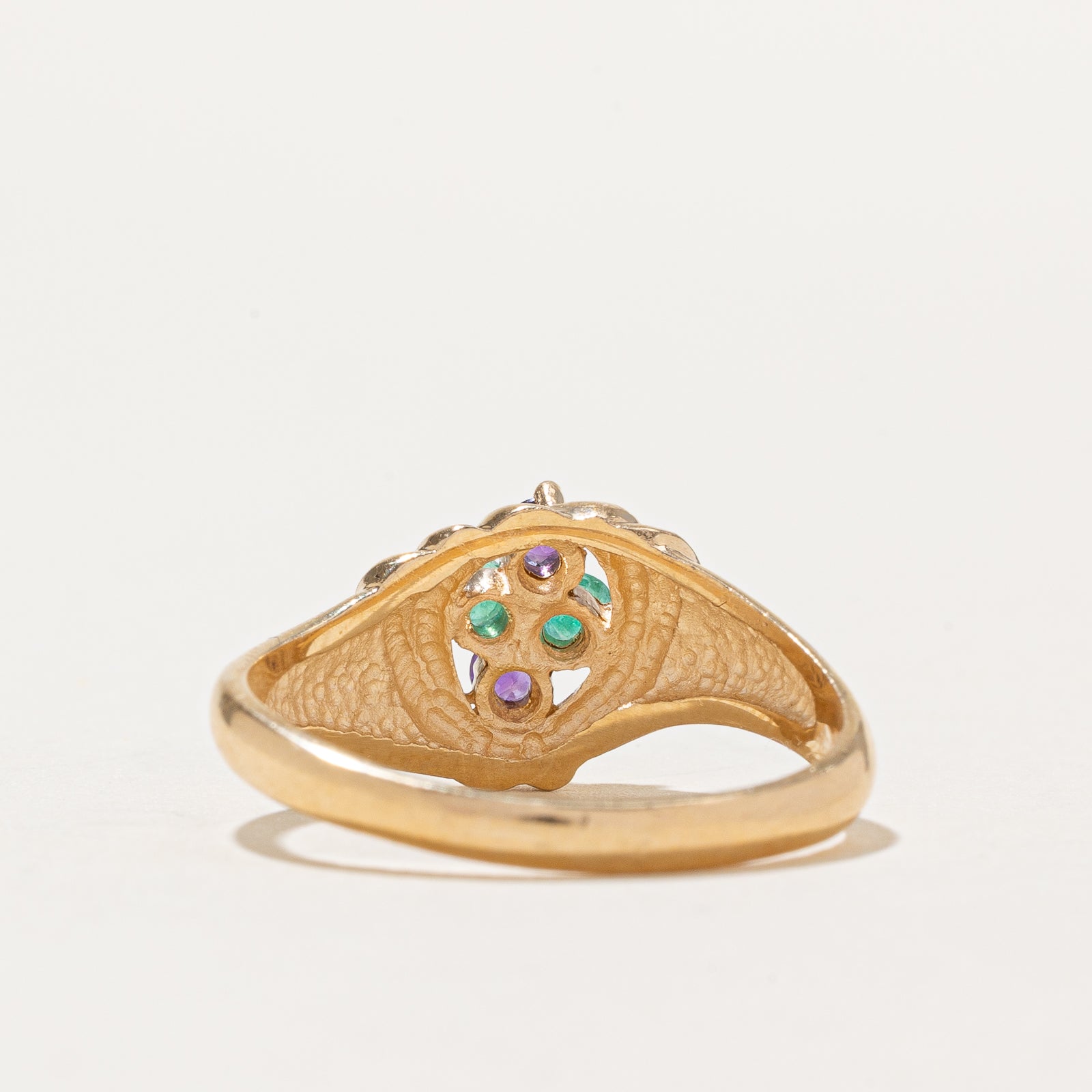 Emerald & Amethyst Grooved Ring | 0.26ctw | SZ 10.25